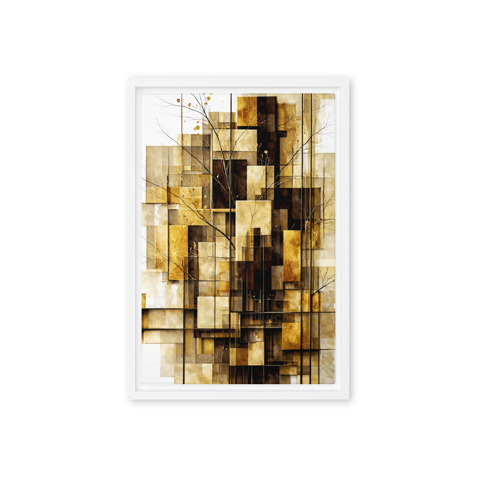 Altin framed canvas print with product details shown in black frame, 24 x 32 inch large size