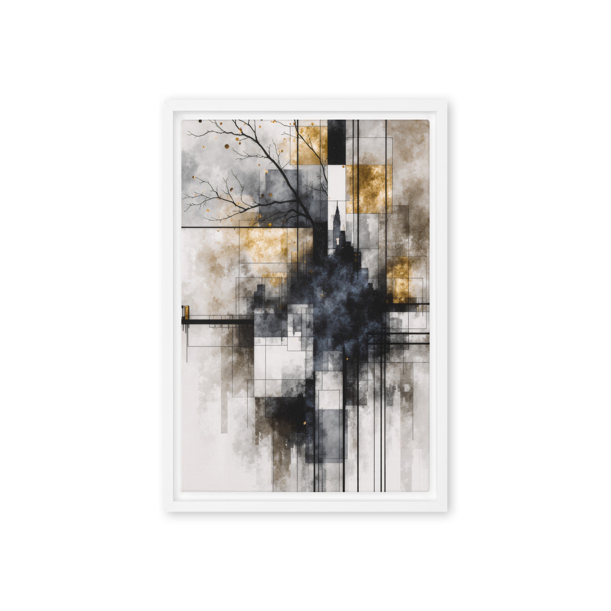 Brasier framed canvas print, front view in brown frame, 12 x 18 inch universal size