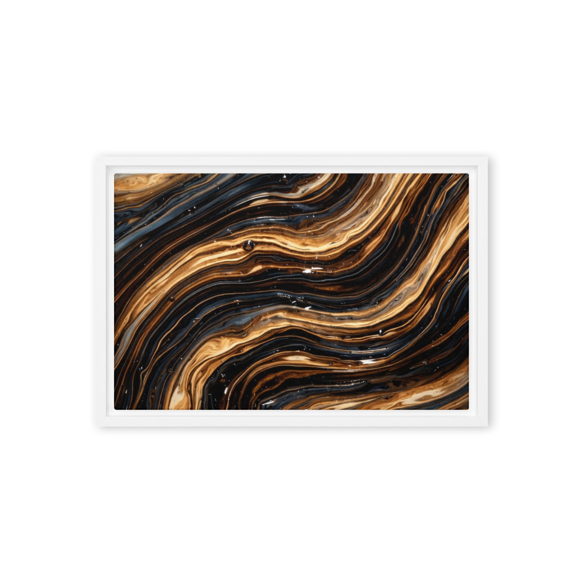 Amber framed canvas print, front view in brown frame, 12 x 18 inch universal size