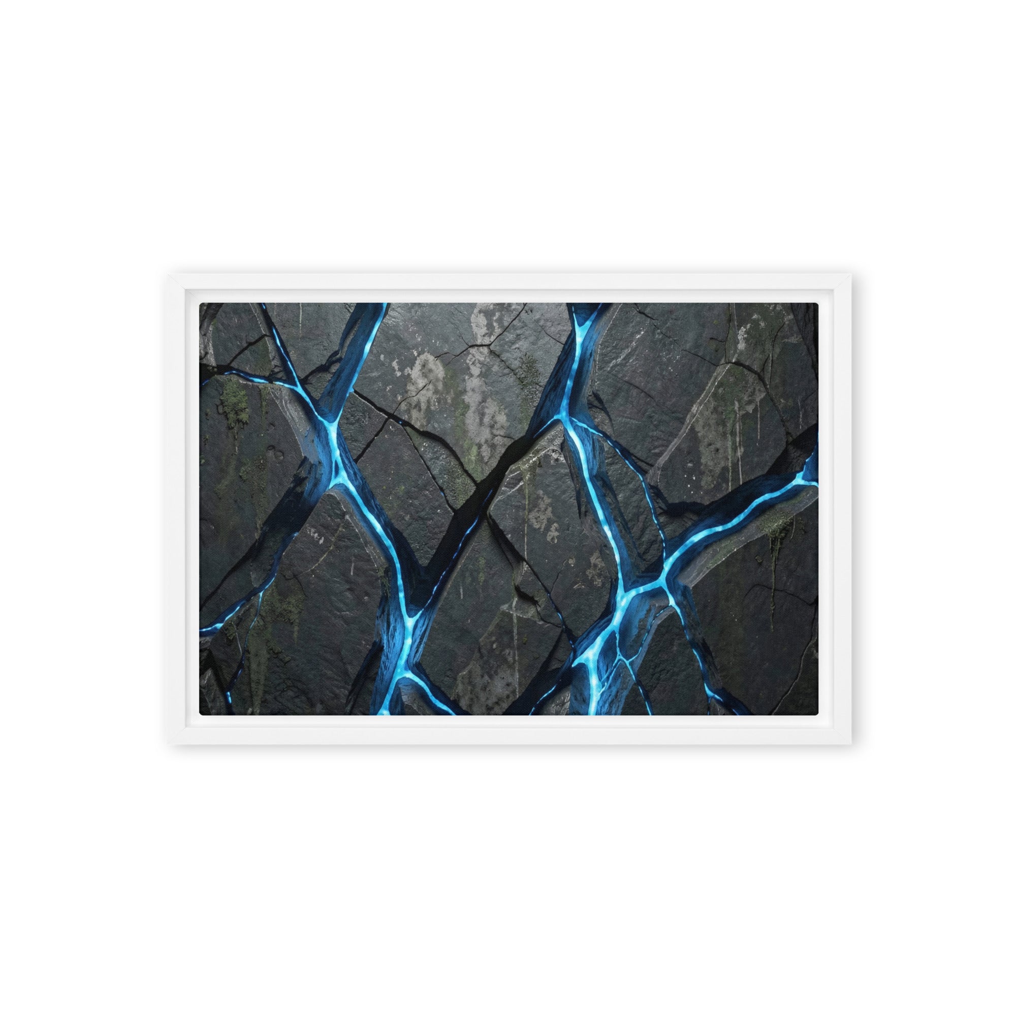 Igneous framed canvas print, front view in brown frame, 12 x 18 inch universal size