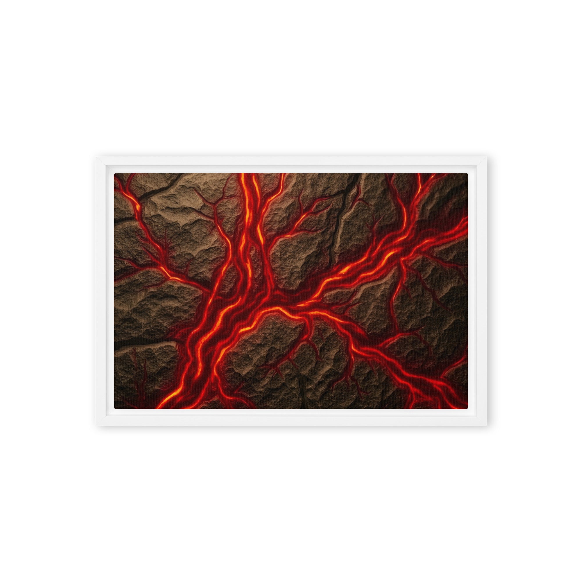 Magma framed canvas print, front view in brown frame, 12 x 18 inch universal size