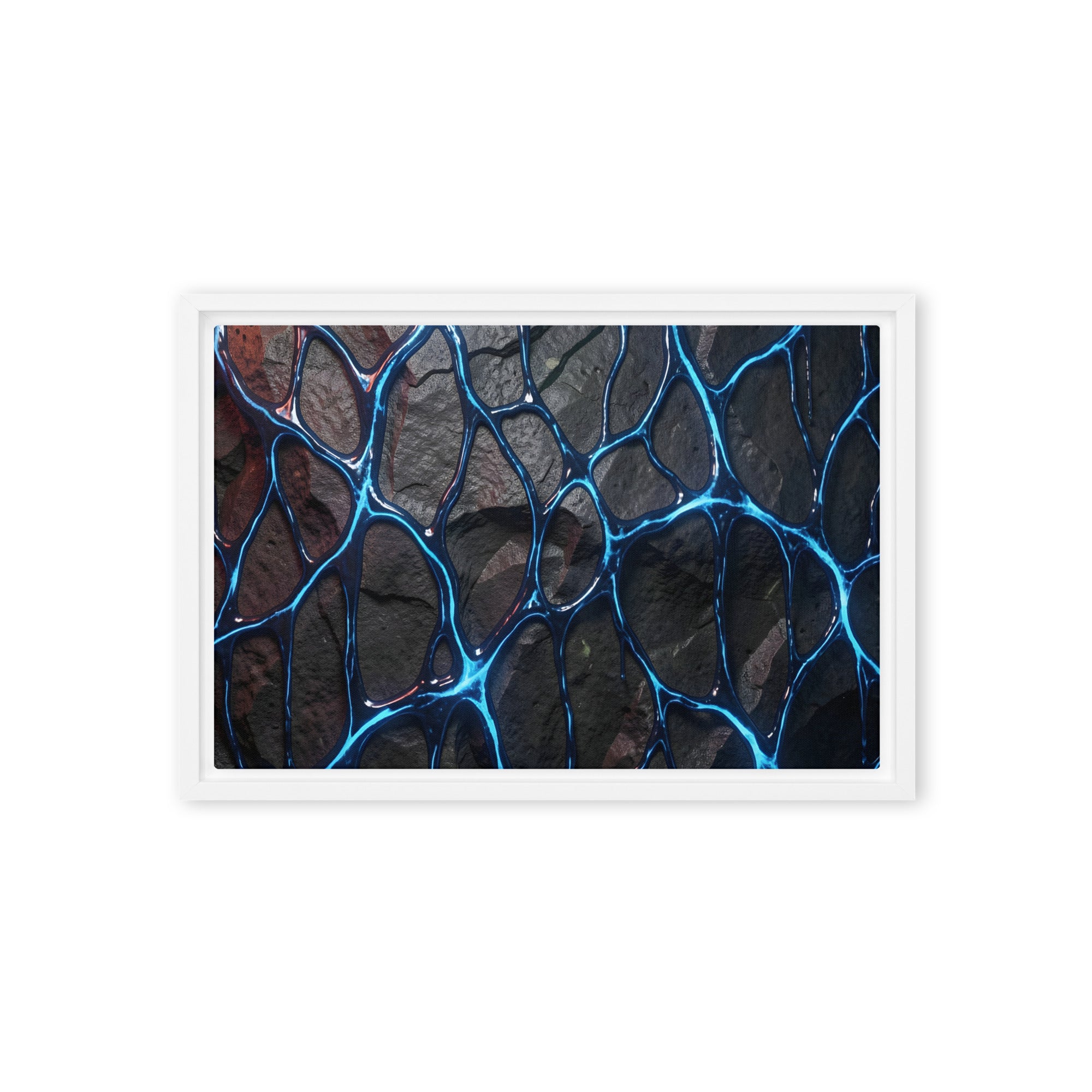 Magmatic framed canvas print, front view in brown frame, 12 x 18 inch universal size