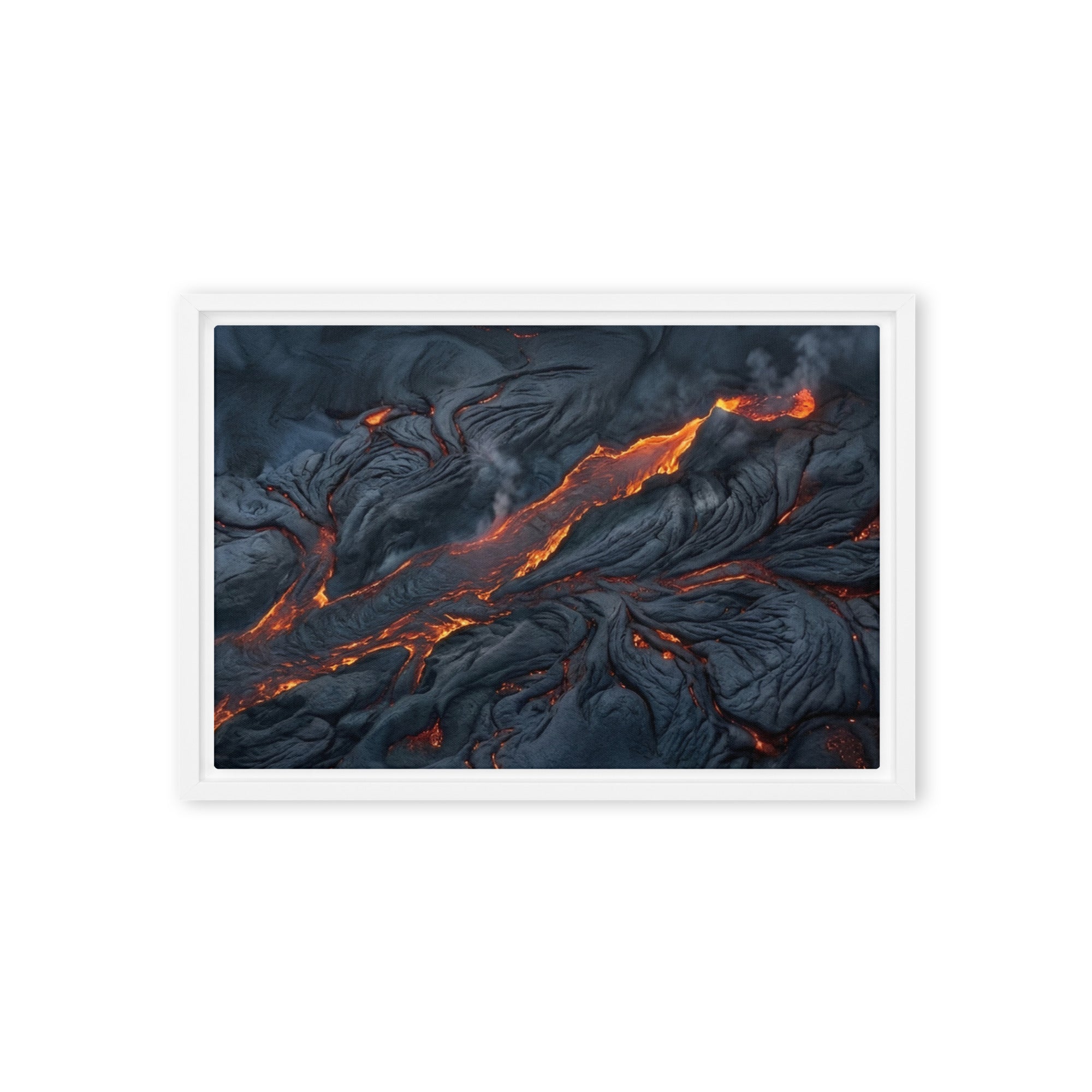 Molten framed canvas print, front view in brown frame, 12 x 18 inch universal size