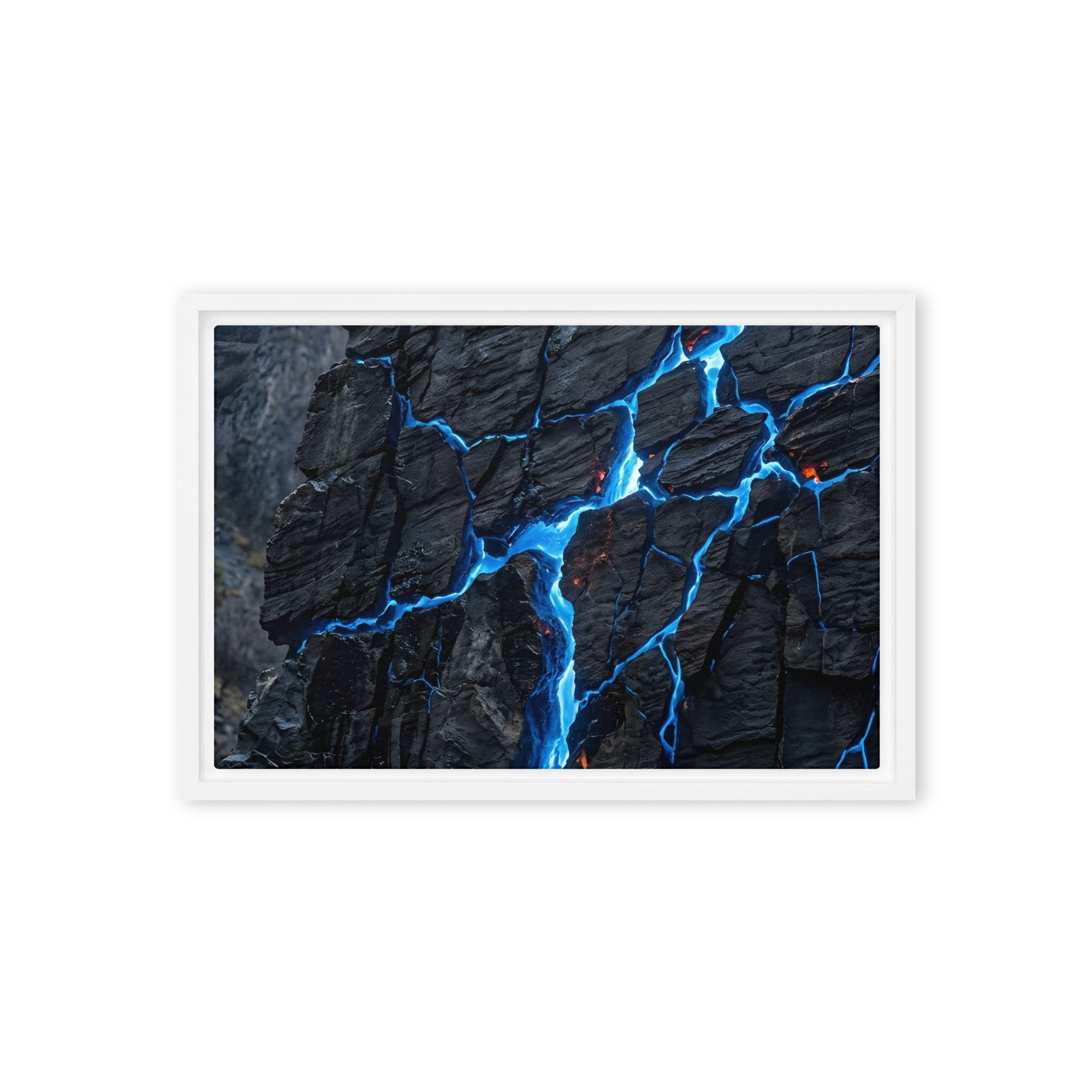 Xenolith framed canvas print product image in brown frame, 16 x 16 inch universal size