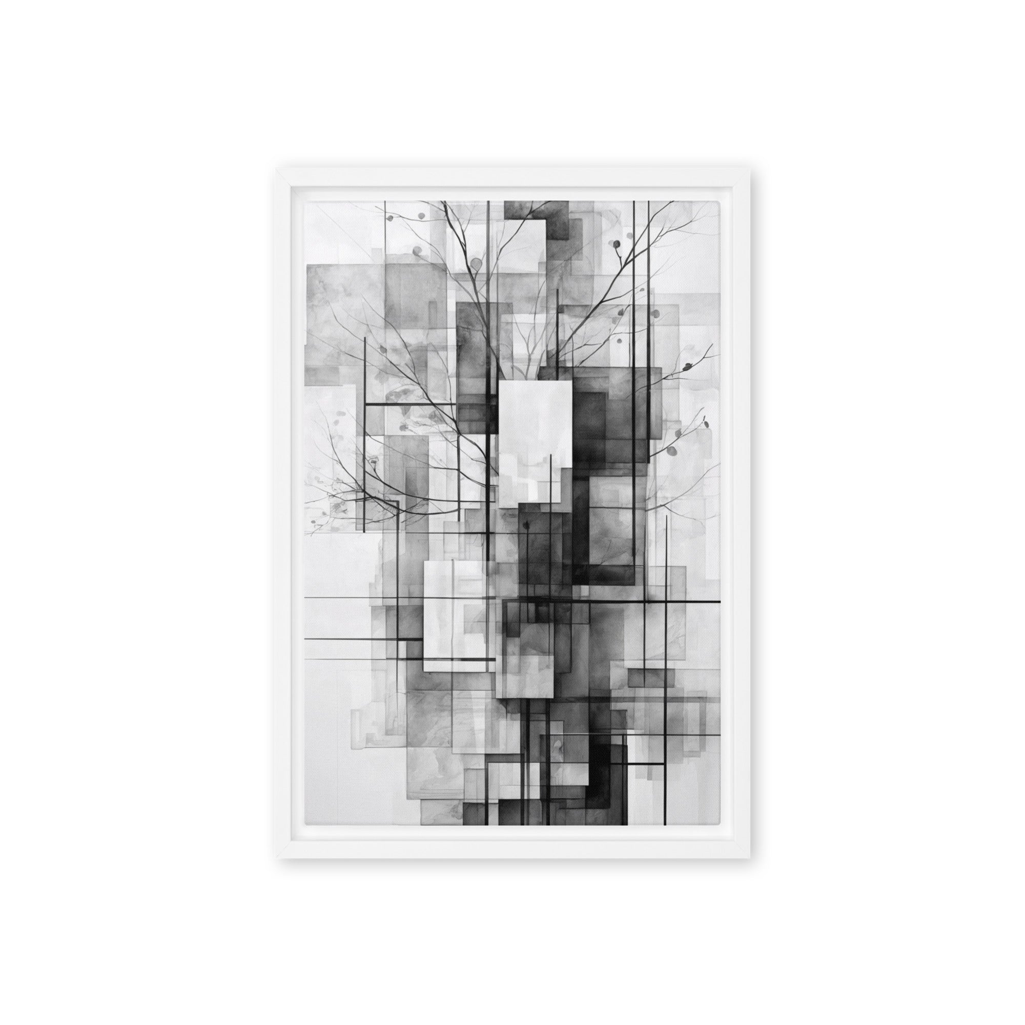 False framed canvas print front-facing product image in white frame, 8 x 10 inch universal size