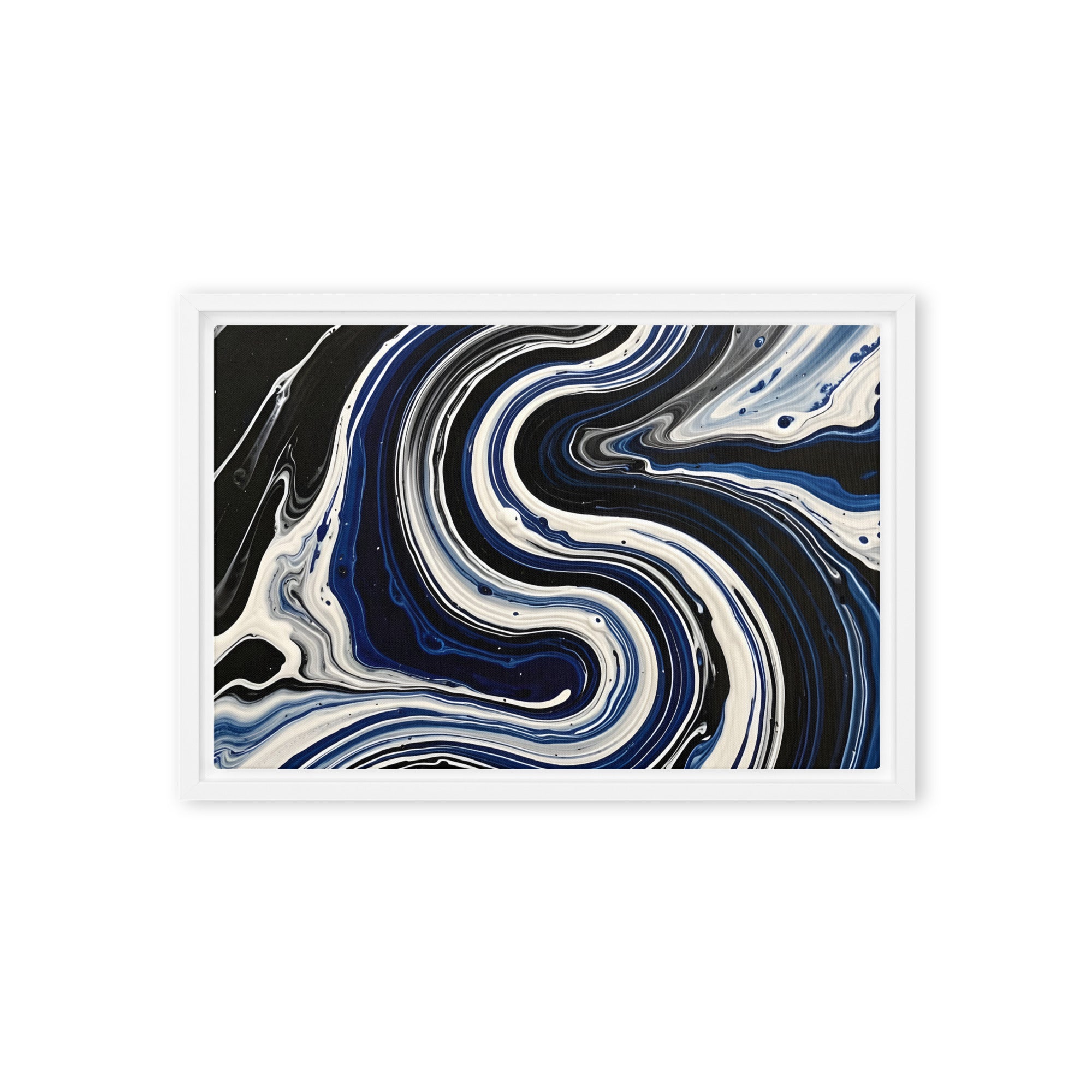 Midnight Surge framed canvas print, front view in brown frame, 12 x 18 inch universal size