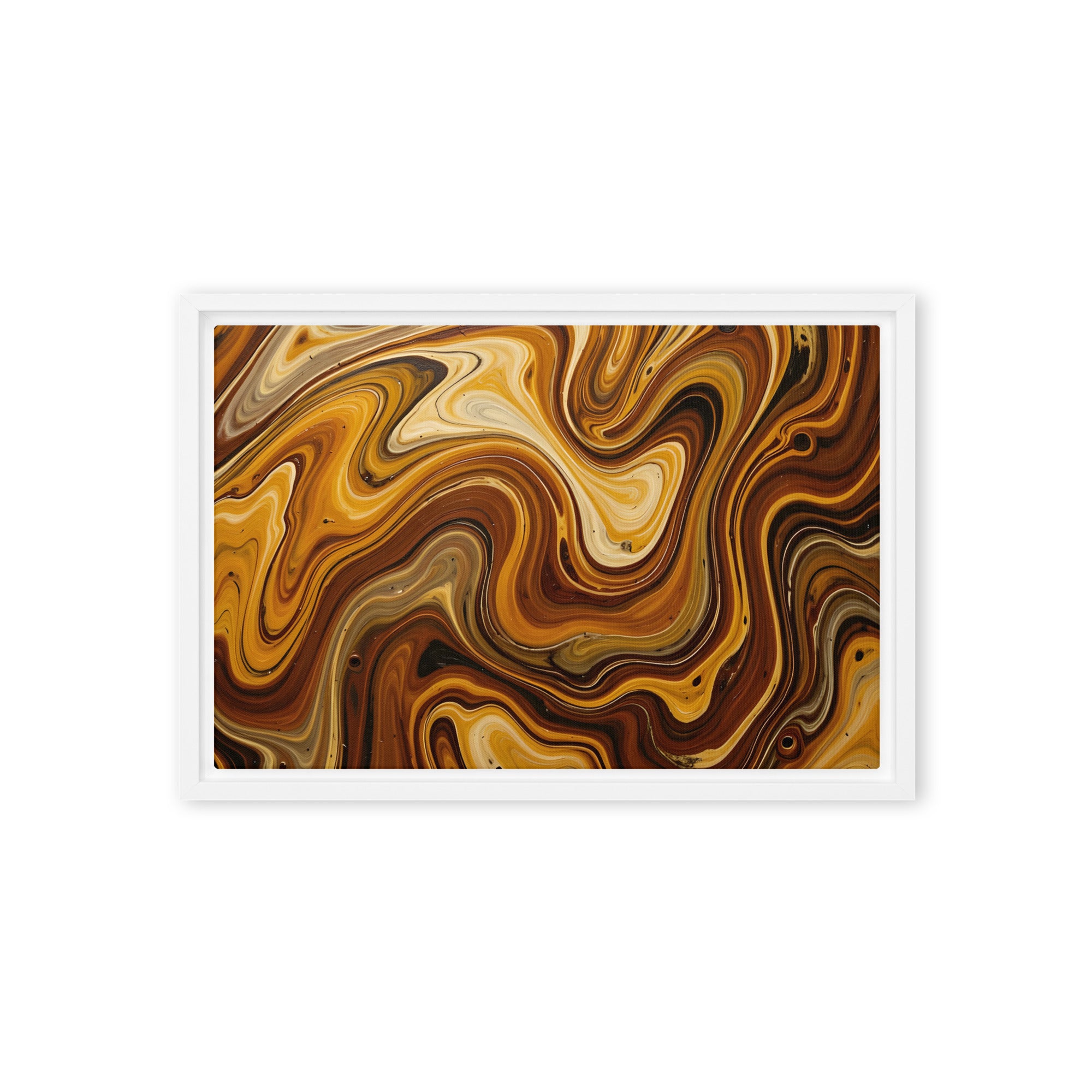 Molten Earth framed canvas print, front view in brown frame, 12 x 18 inch universal size