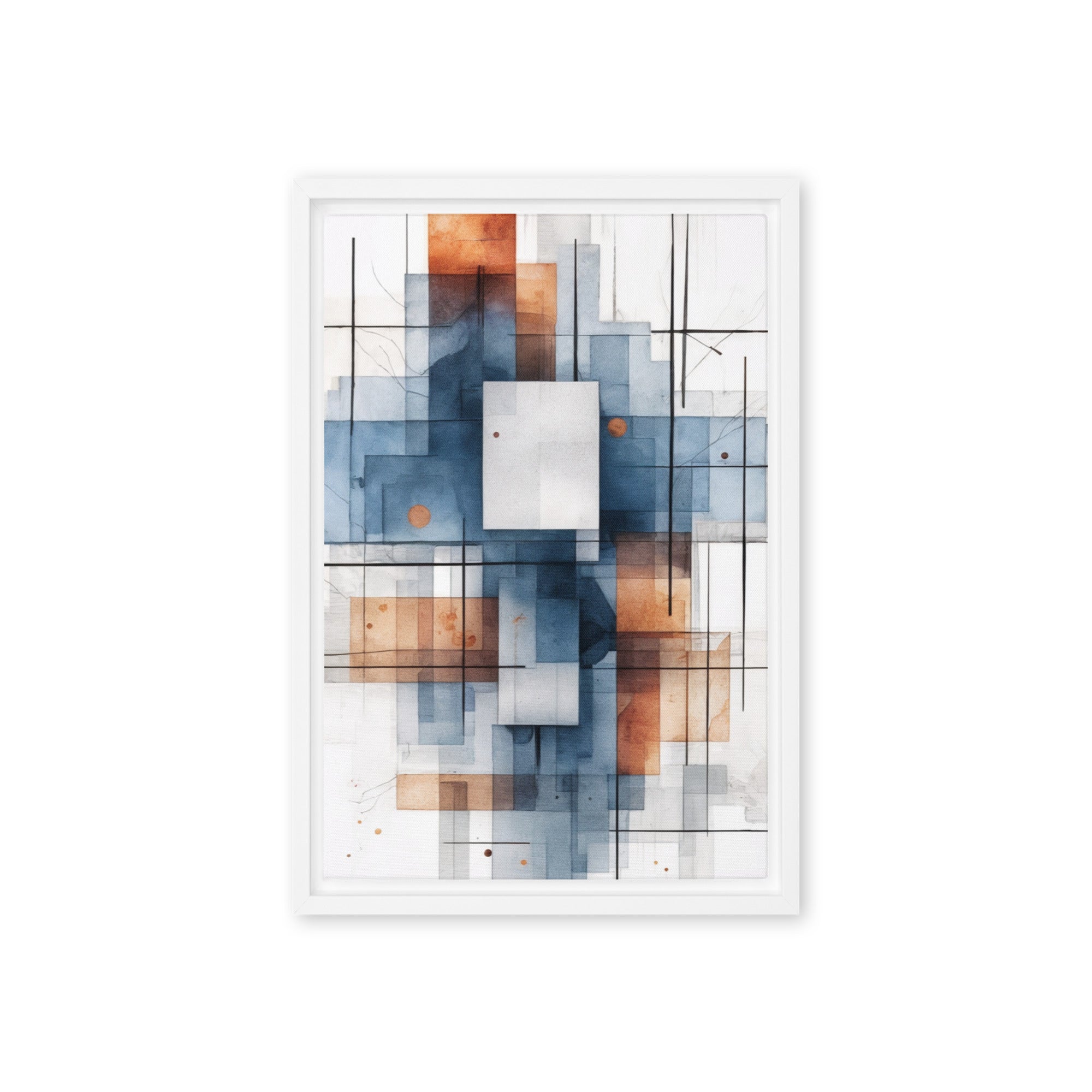 Early framed canvas print wall display image in brown frame, 12 x 18 inch universal size