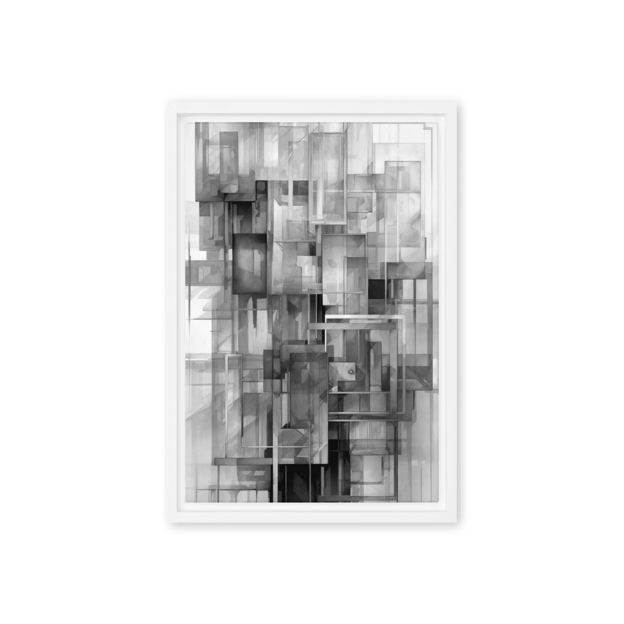 Yesterday framed canvas print product mockup in brown frame, 12 x 18 inch universal size