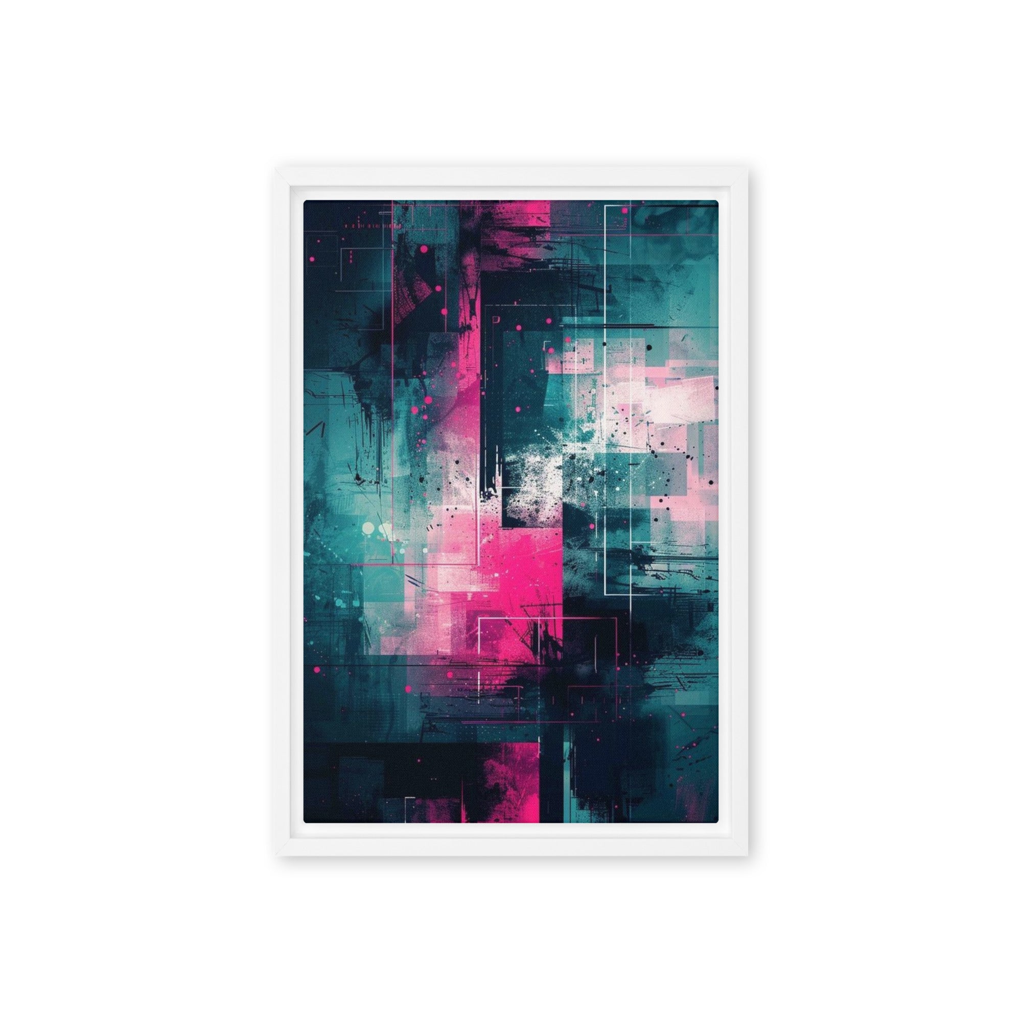 Neona framed canvas print product mockup in brown frame, 12 x 16 inch universal size