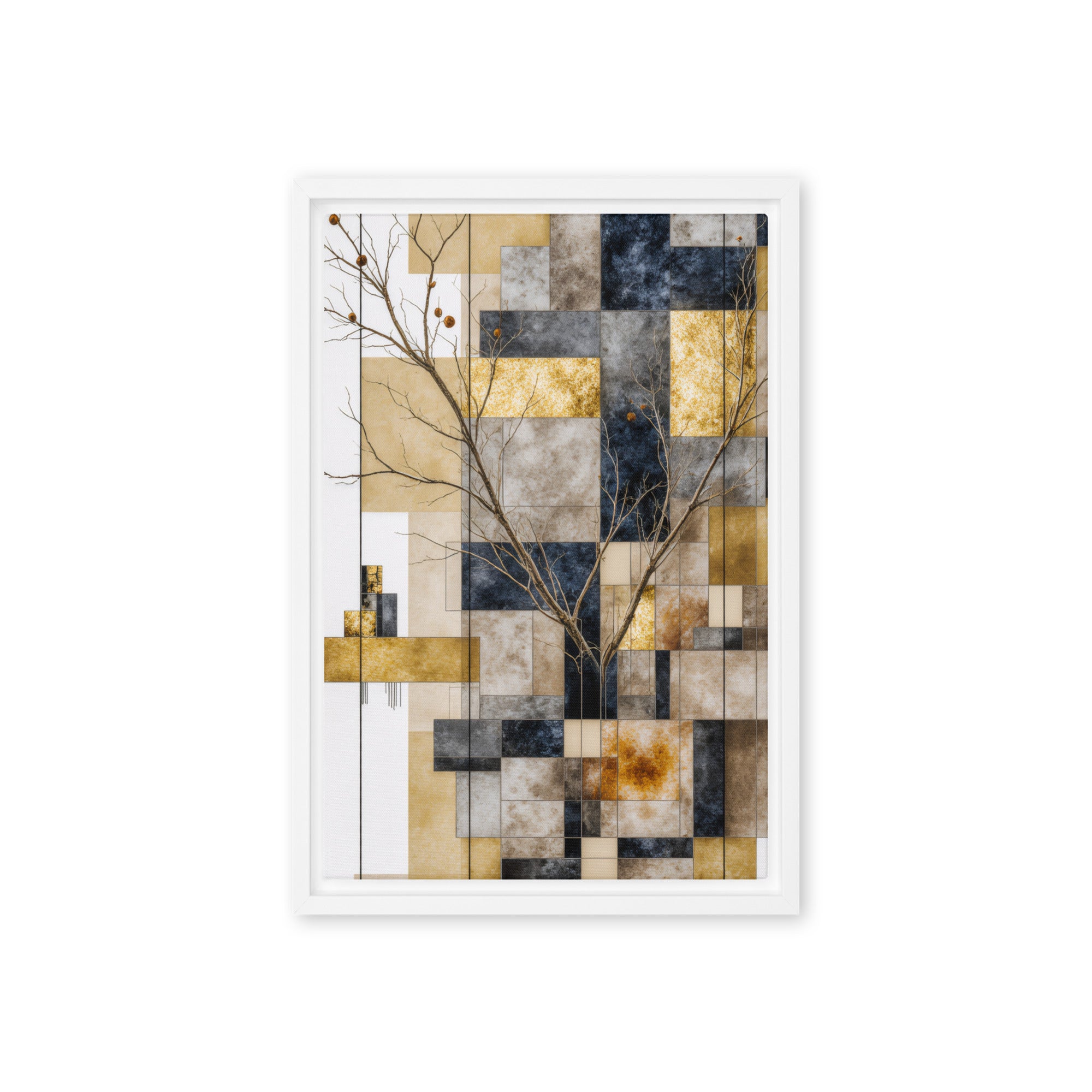 Solari framed canvas print, front view in brown frame, 12 x 18 inch universal size