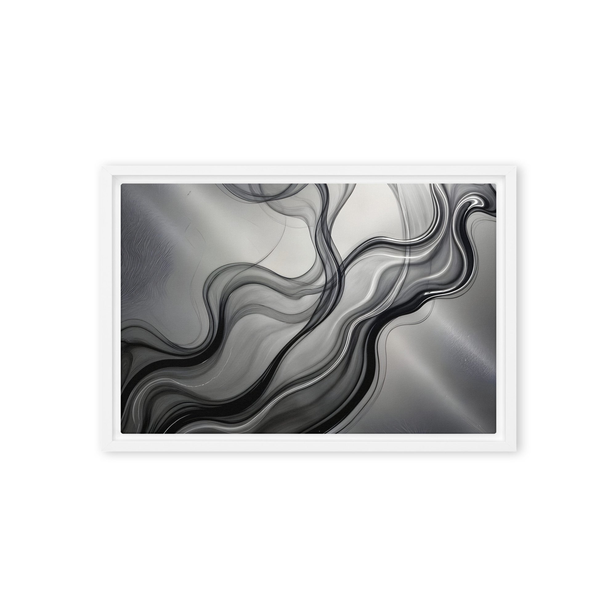 Smoke framed canvas print, front view in brown frame, 12 x 18 inch universal size