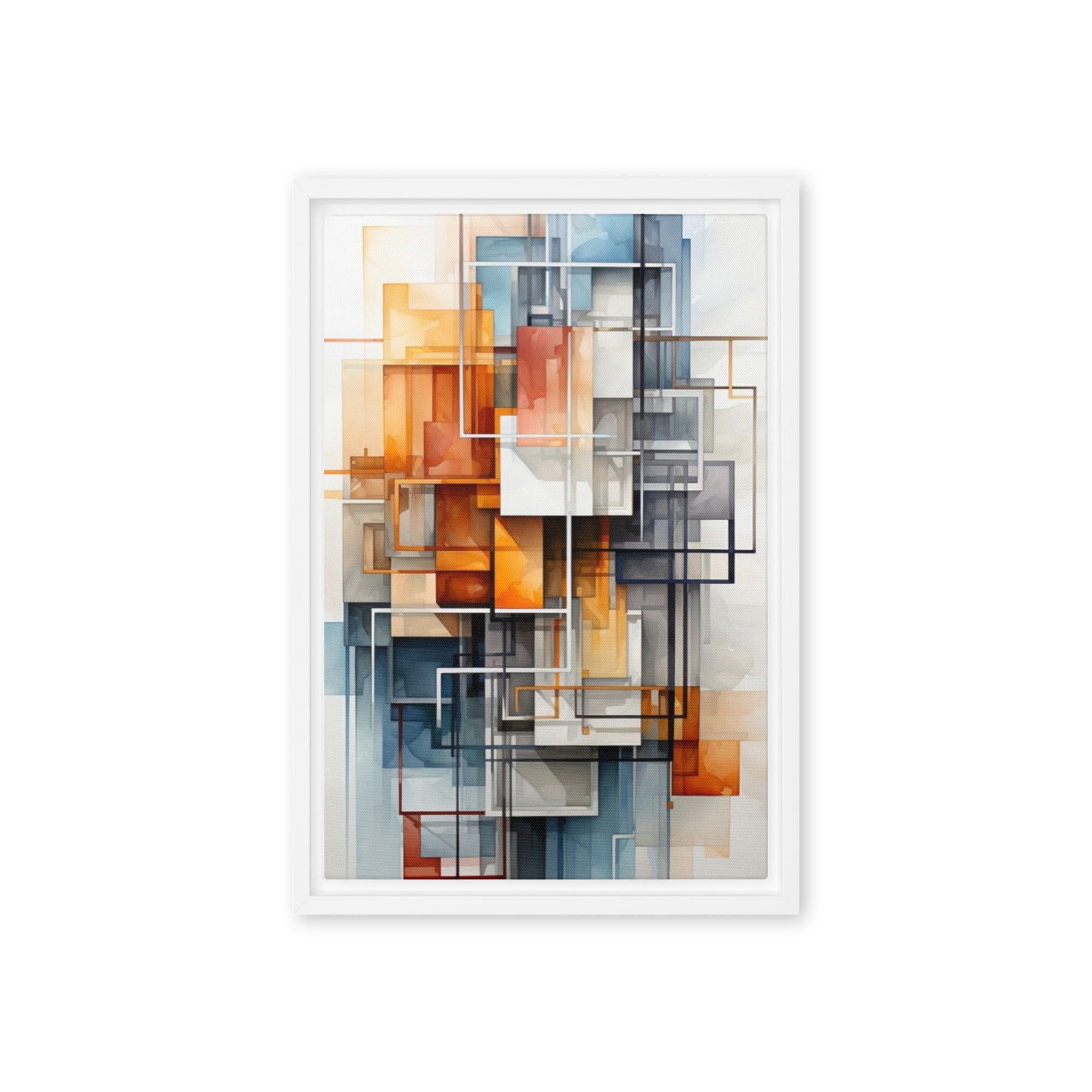 Lattice framed canvas print wall display image in brown frame, 12 x 18 inch universal size