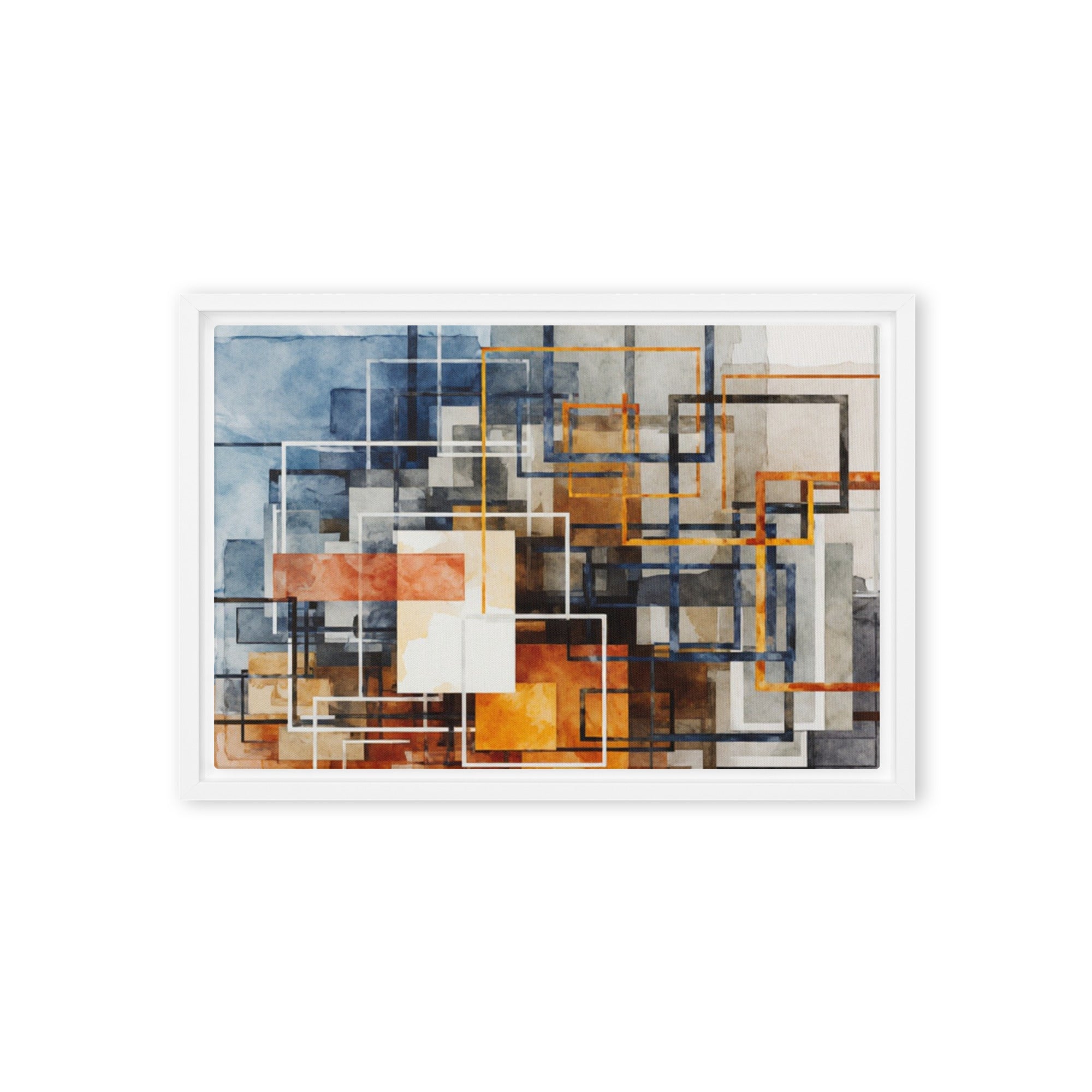 Stratum framed canvas print, front view in brown frame, 12 x 18 inch universal size