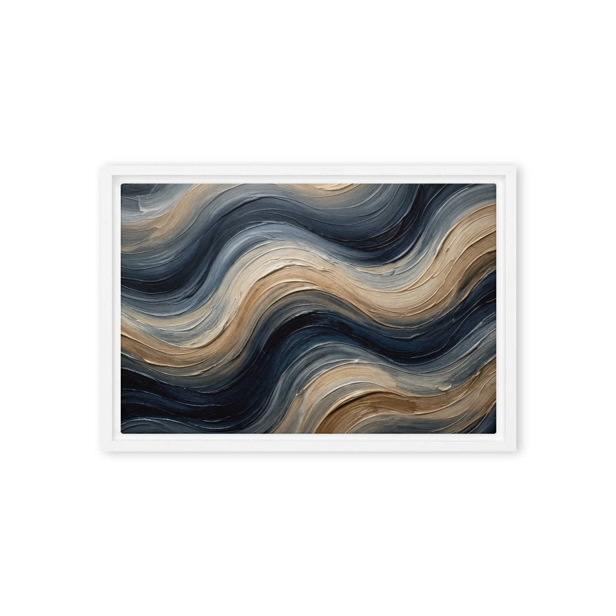 Conform framed canvas print, front view in brown frame, 12 x 18 inch universal size