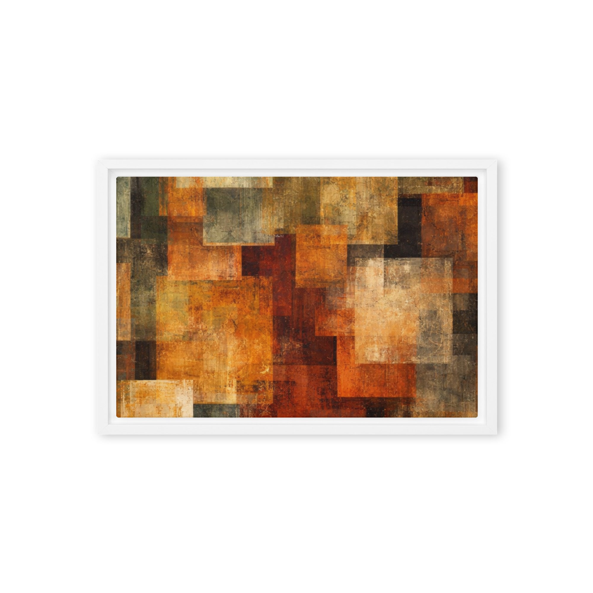 Harvest framed canvas print, front view in brown frame, 12 x 18 inch universal size