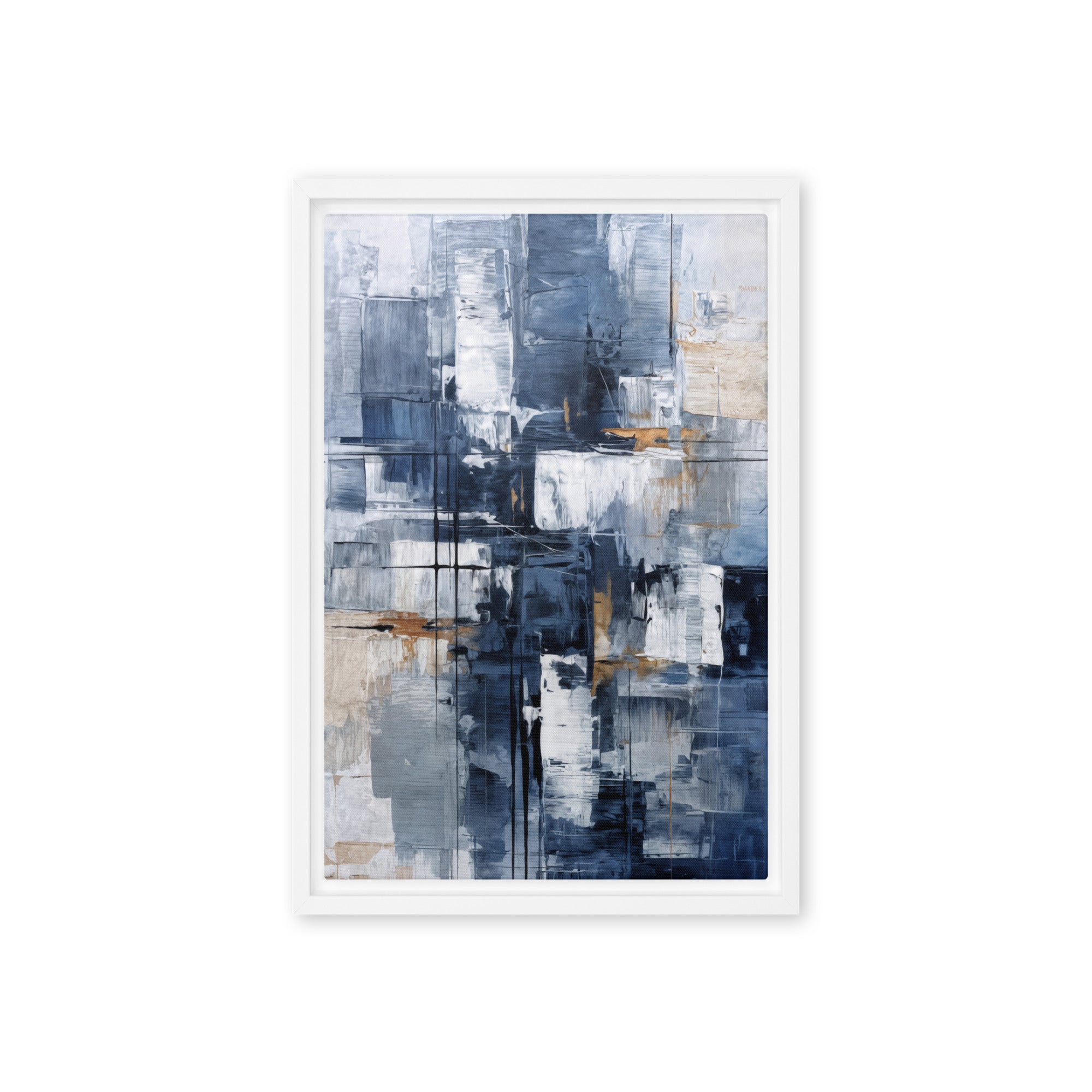 Push framed canvas print, front view in brown frame, 12 x 18 inch universal size