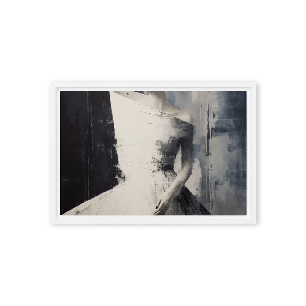 FIGURE — Framed Canvas, White, 12×18