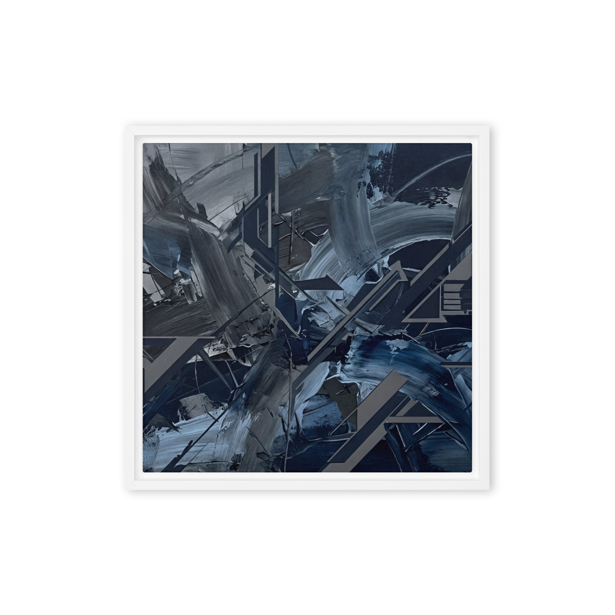 Torrent framed canvas urban front-facing product image in brown frame, 12 x 18 inch universal size