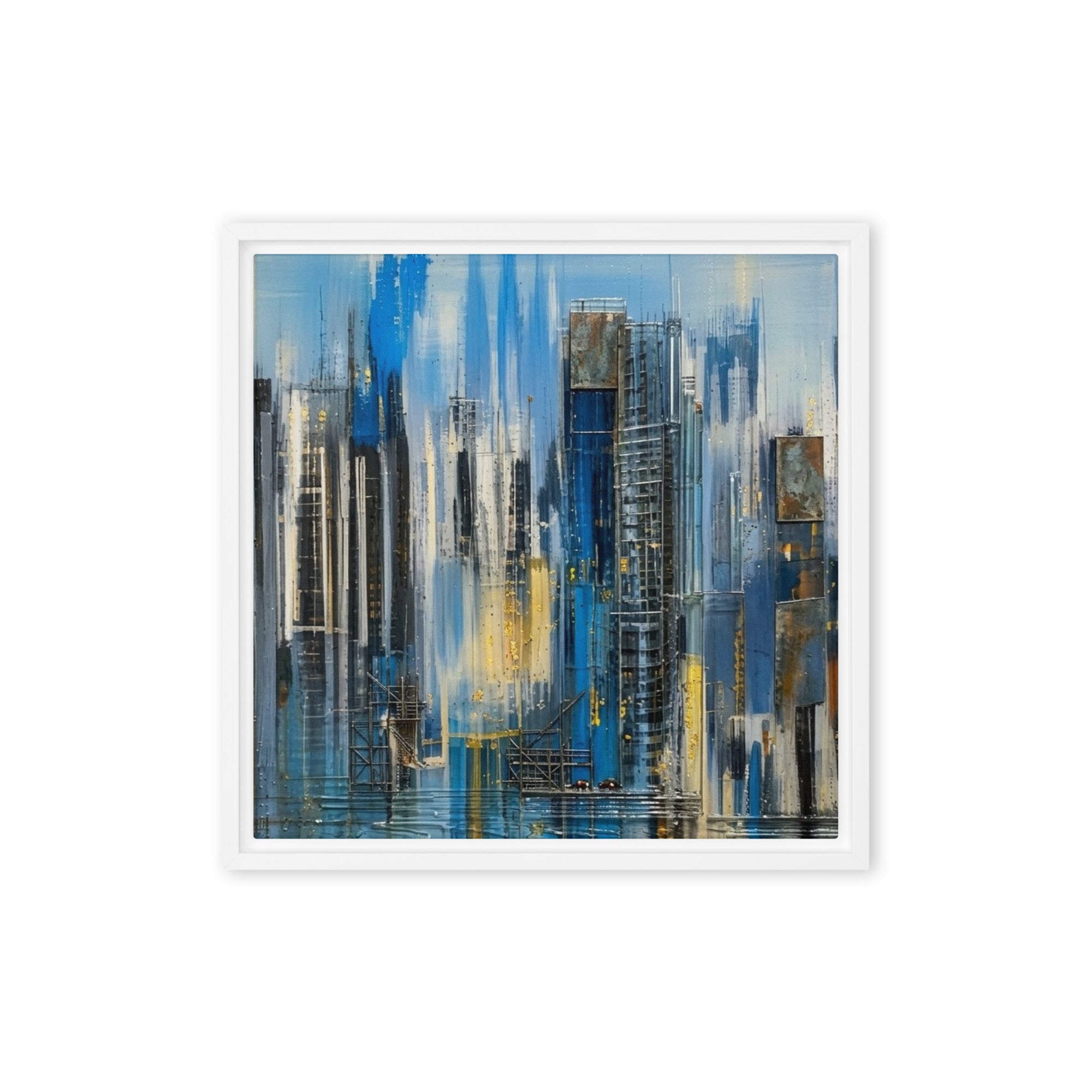 Facade wall art product image as a framed canvas print in brown frame, 12 x 16 inch universal size