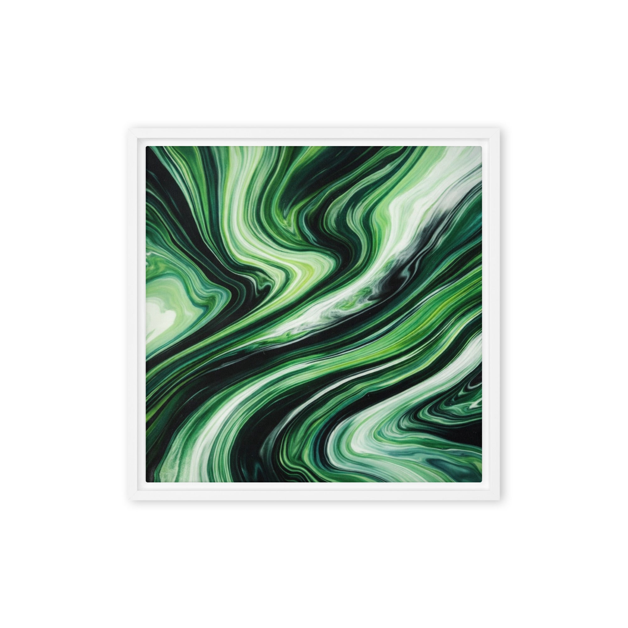 Verdant framed canvas print, front view in black frame, 24 x 36 inch statement piece