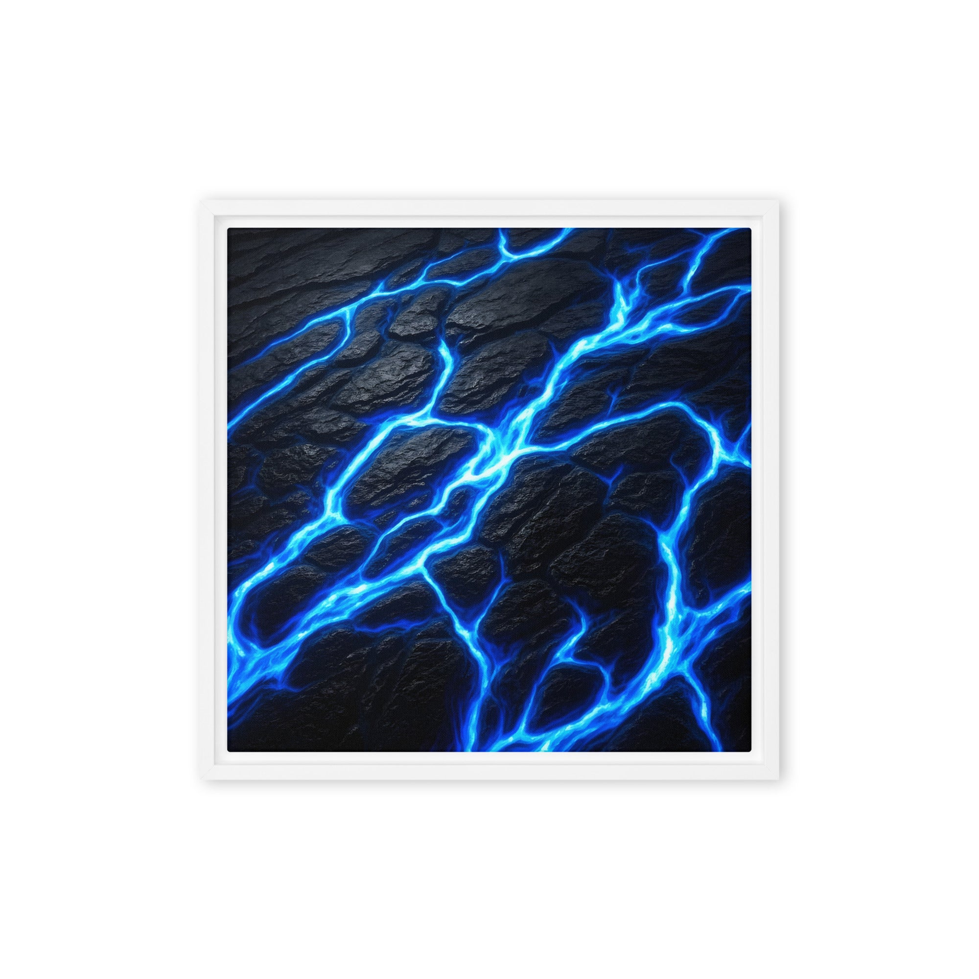 Fissure wall art product image as a framed canvas print in brown frame, 18 x 24 inch large size