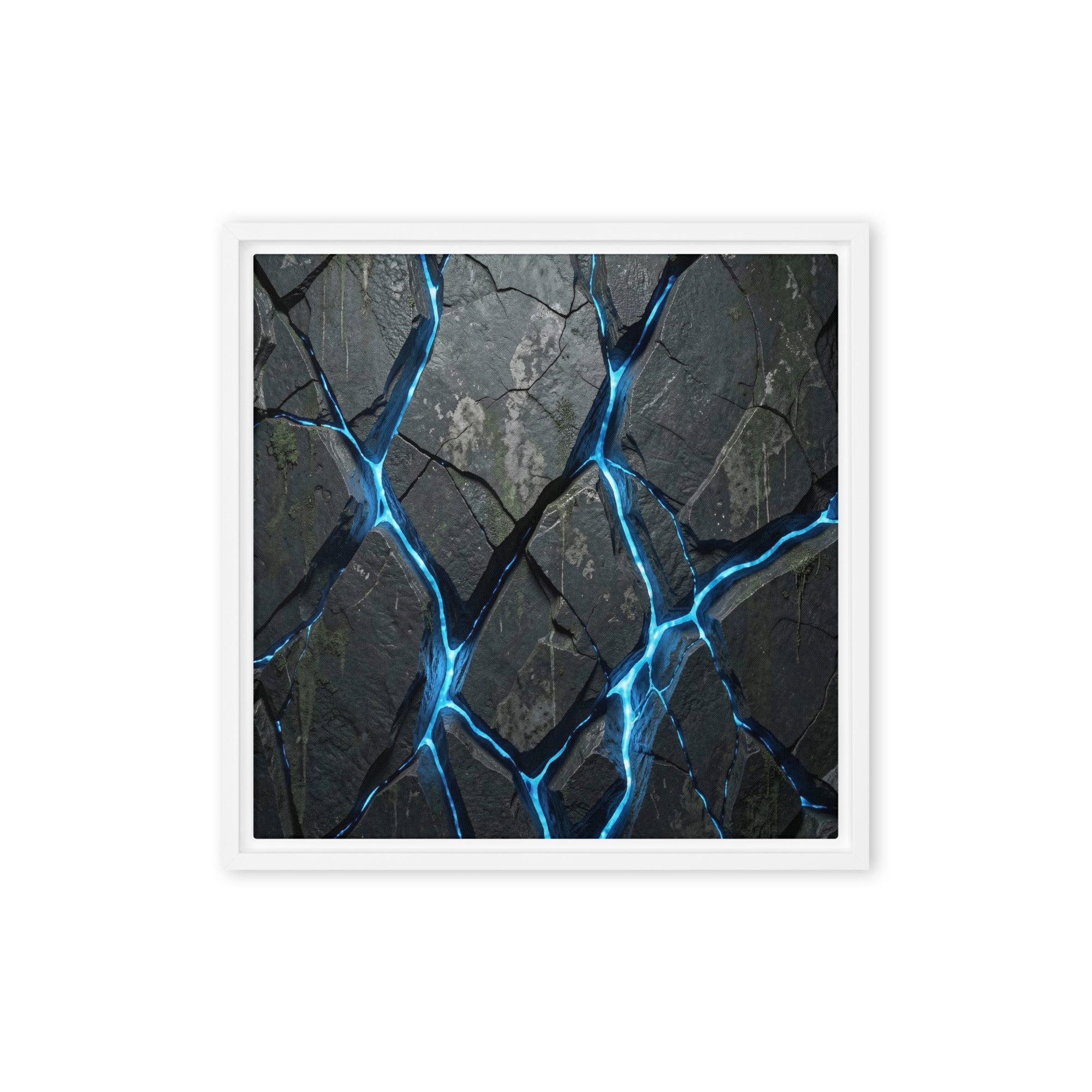 Igneous wall art product image as a framed canvas print in brown frame, 18 x 24 inch large size