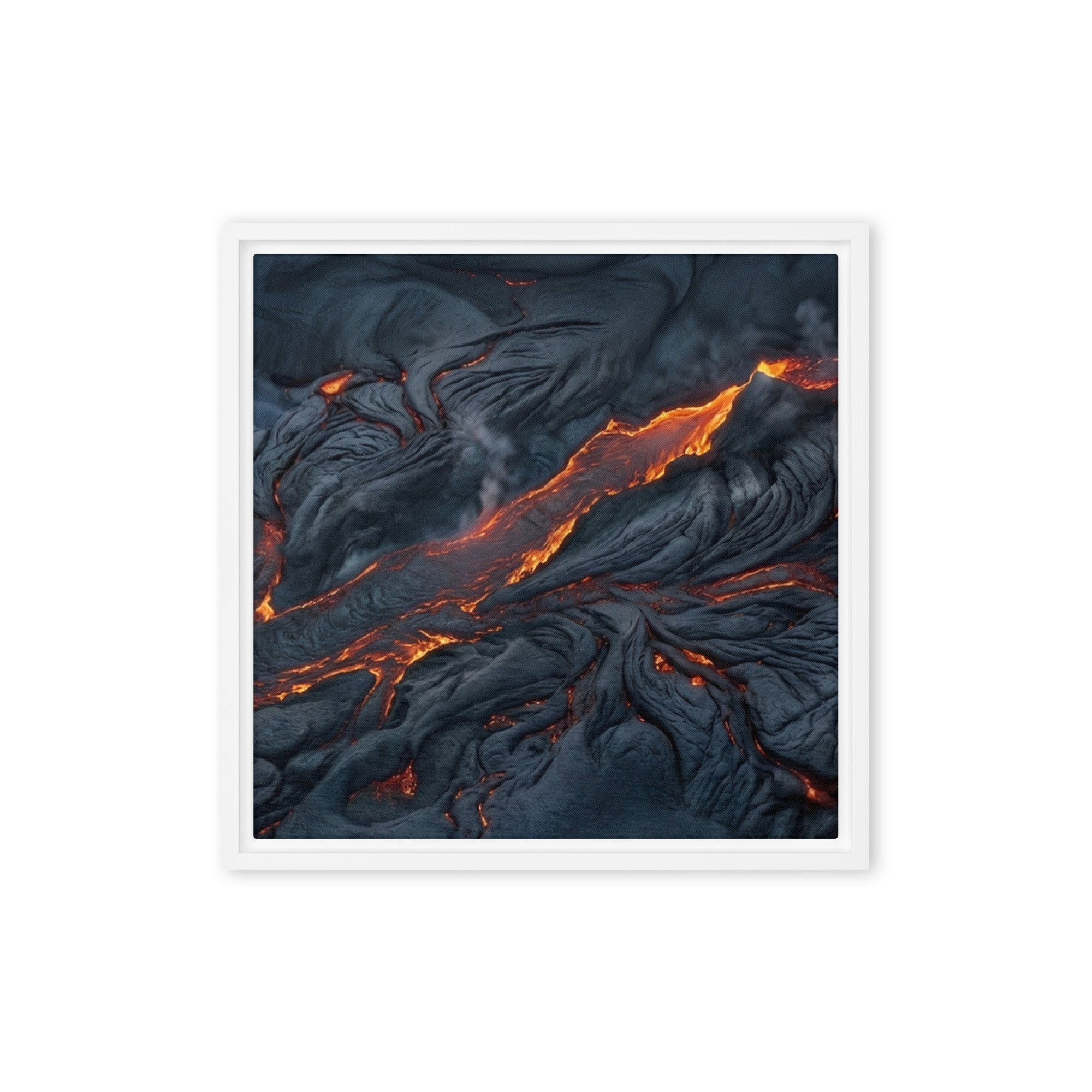 Molten wall art product image as a framed canvas print in brown frame, 18 x 24 inch large size