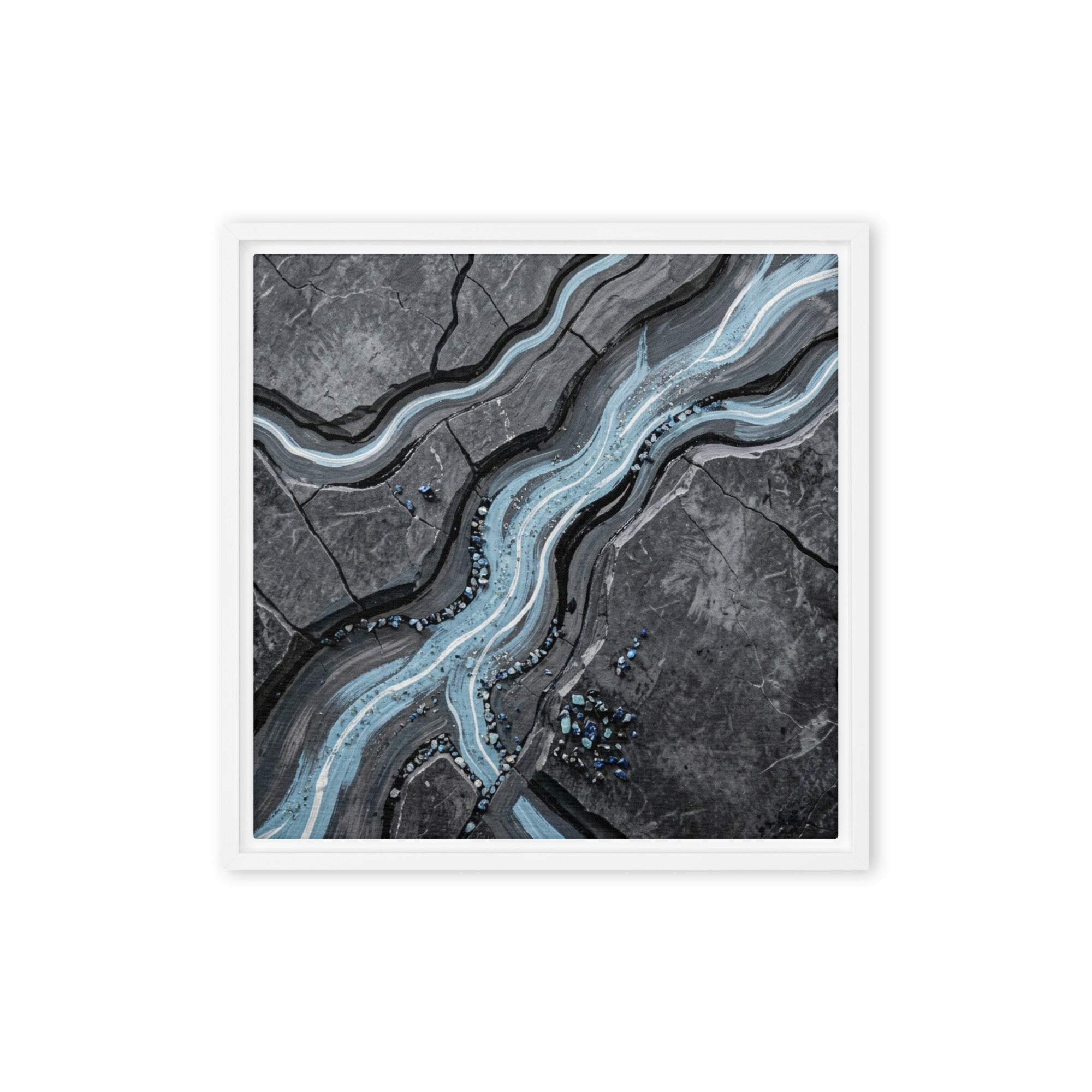 Viscosity framed canvas print front-facing product image in brown frame, 20 x 28 inch large size