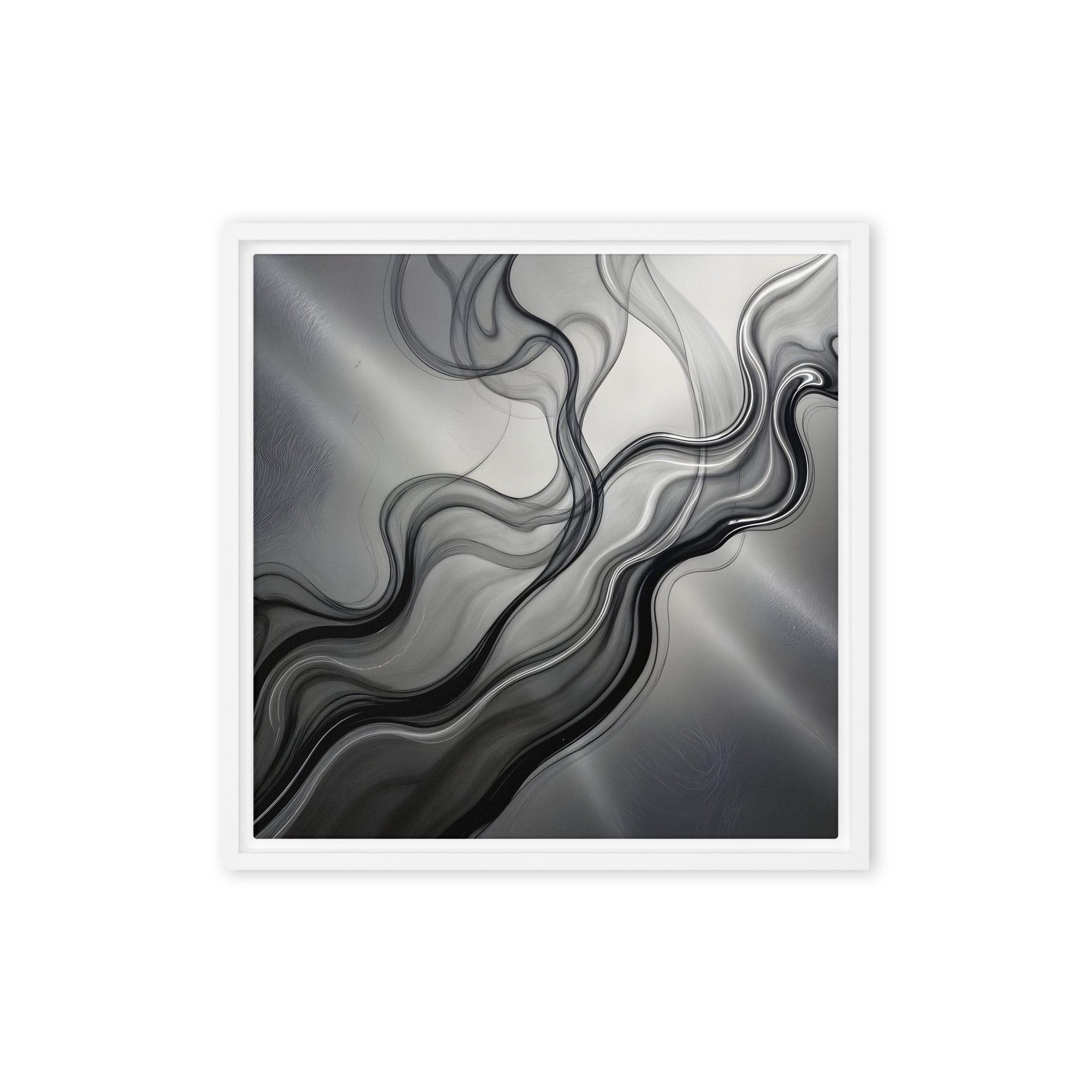 Smoke wall art product image as a framed canvas print in brown frame, 18 x 24 inch large size