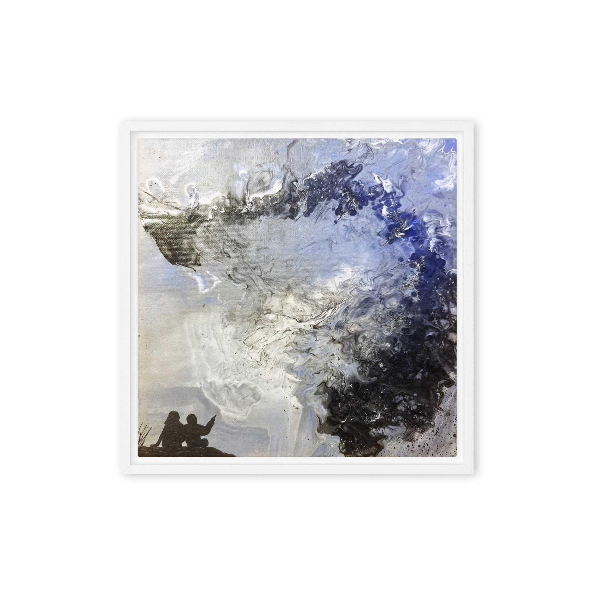 Wonder framed canvas studio series product view in white frame, 16 x 16 inch universal size