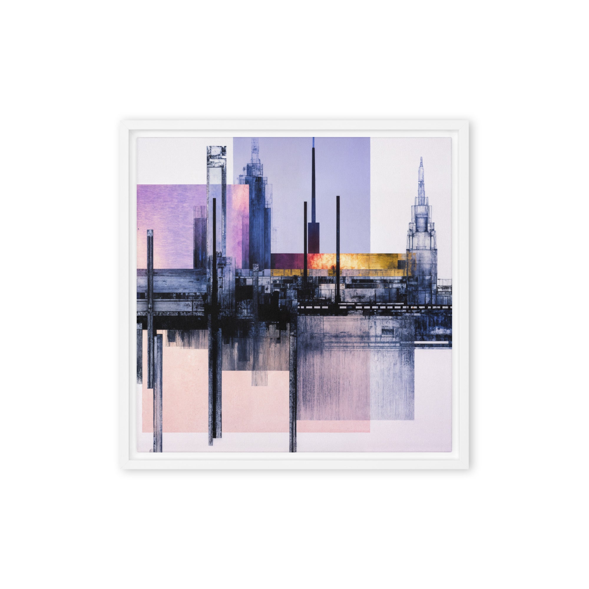 Escapes framed canvas print shown in front view in brown frame, 16 x 20 inch universal size