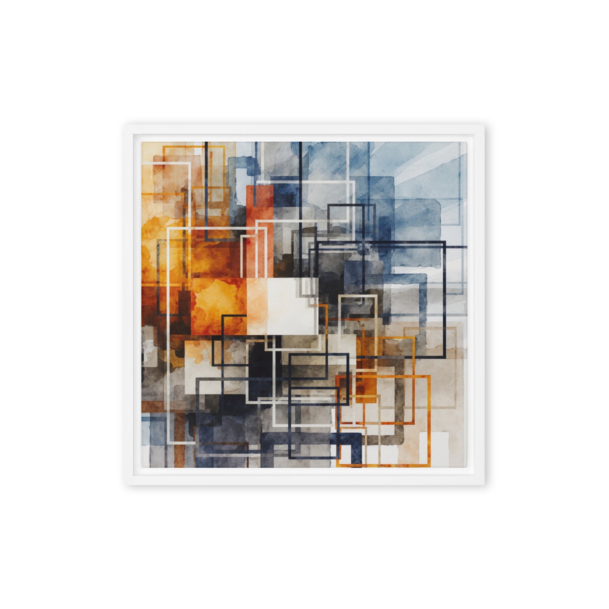 Tessera framed canvas print shown in front view in brown frame, 16 x 20 inch universal size