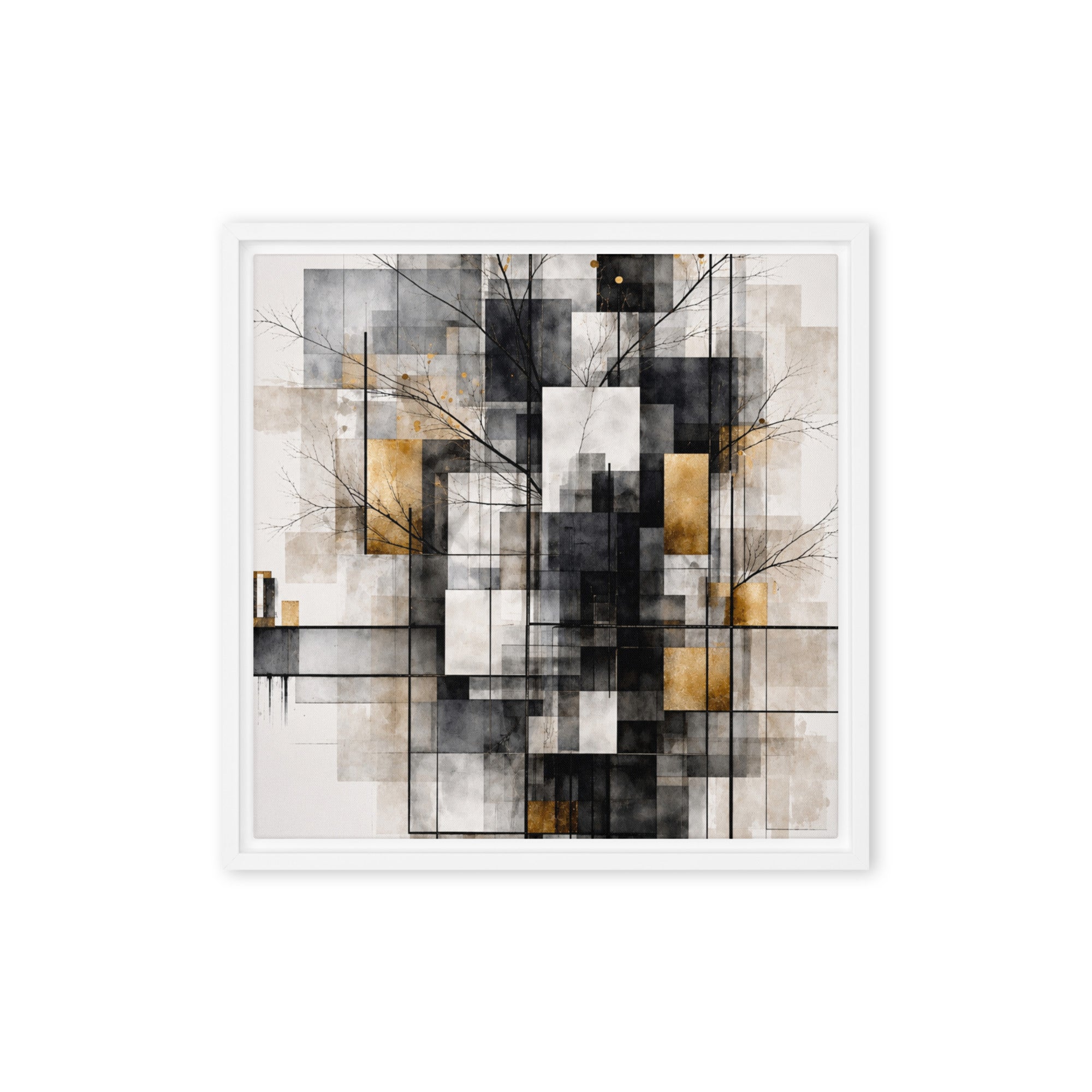 Avect framed canvas print shown in front view in brown frame, 16 x 20 inch universal size