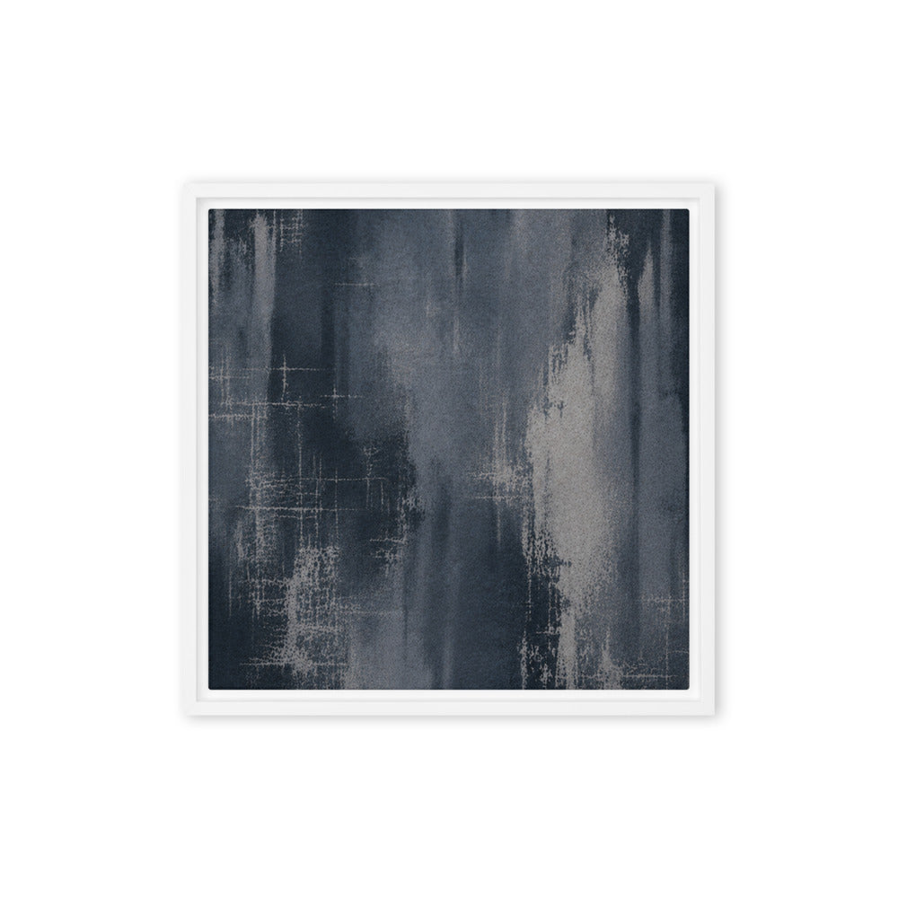 ETCH VI — Framed Canvas, White, 16×16