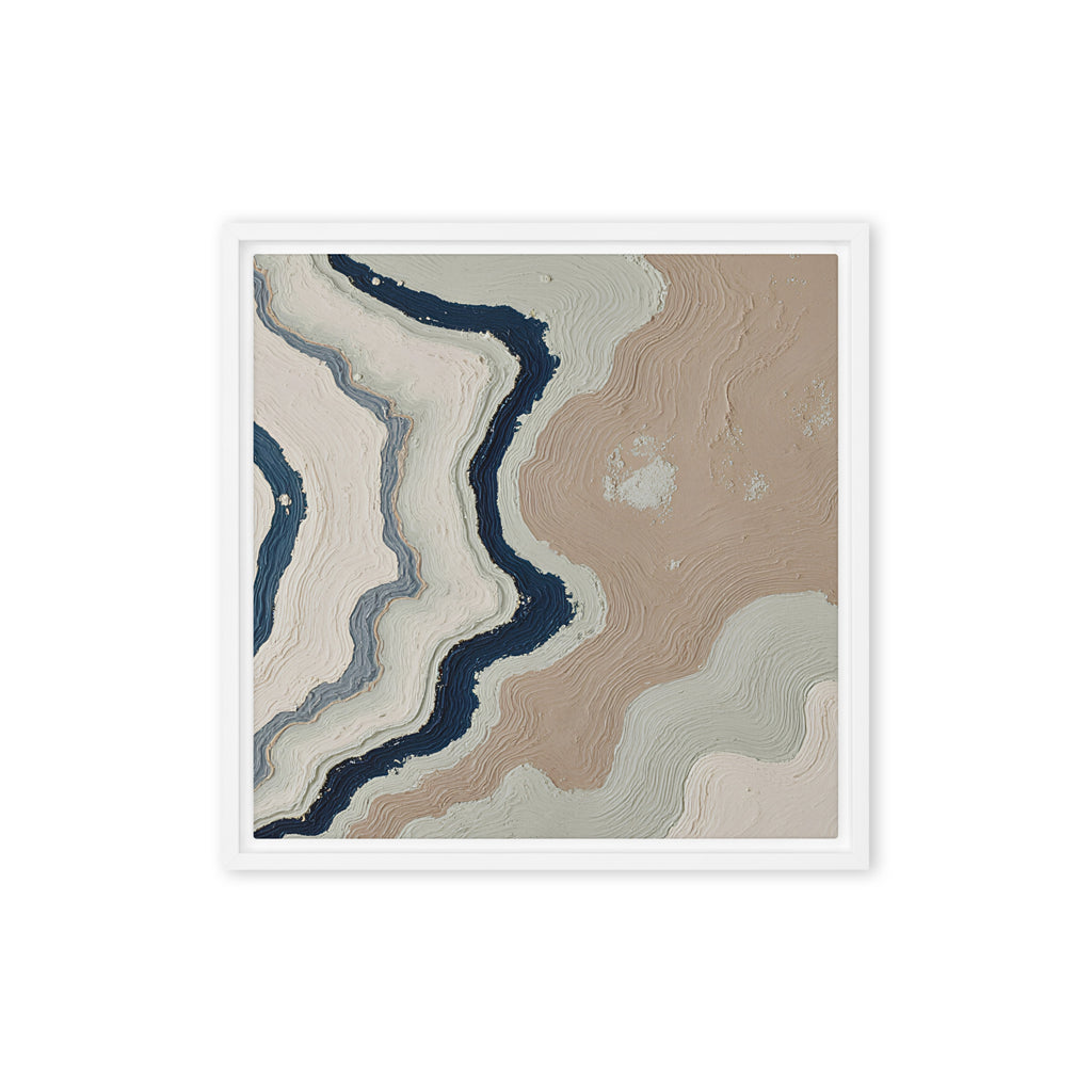 Karst framed canvas artwork with limestone-like textures and deep charcoal shadows, shown on white.