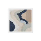 Marl framed canvas artwork with pale stone and soft clay tones with subtle visual texture, shown on white.
