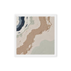 Spall framed canvas artwork with fractured stone-like layers and linear fissures, shown on white.
