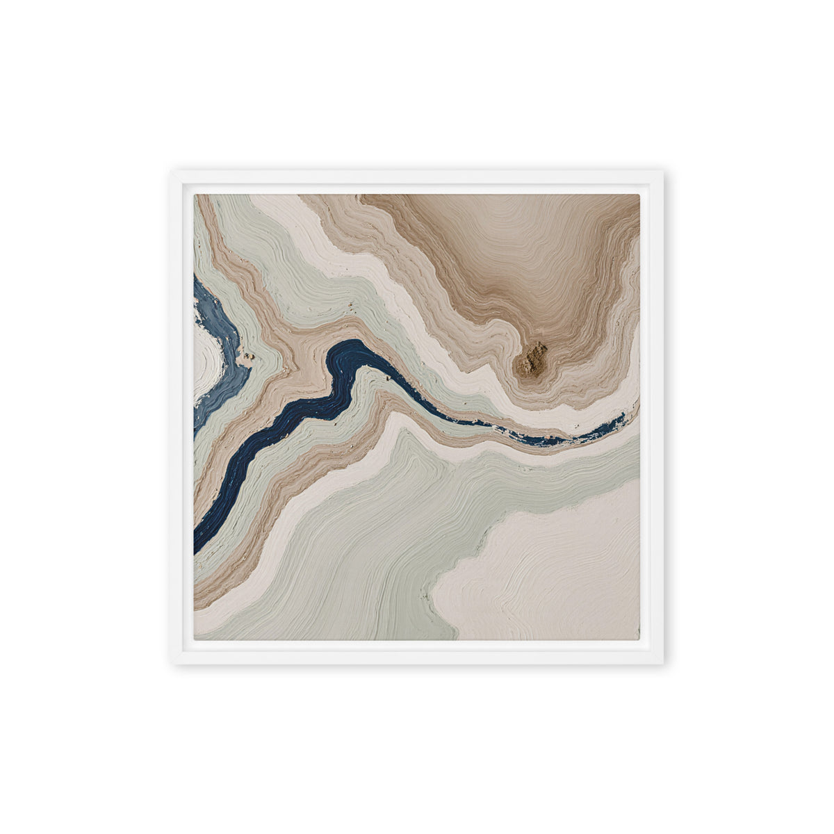 Terrace framed canvas artwork with stepped stone-like shelves and warm mineral gradients, shown on white.