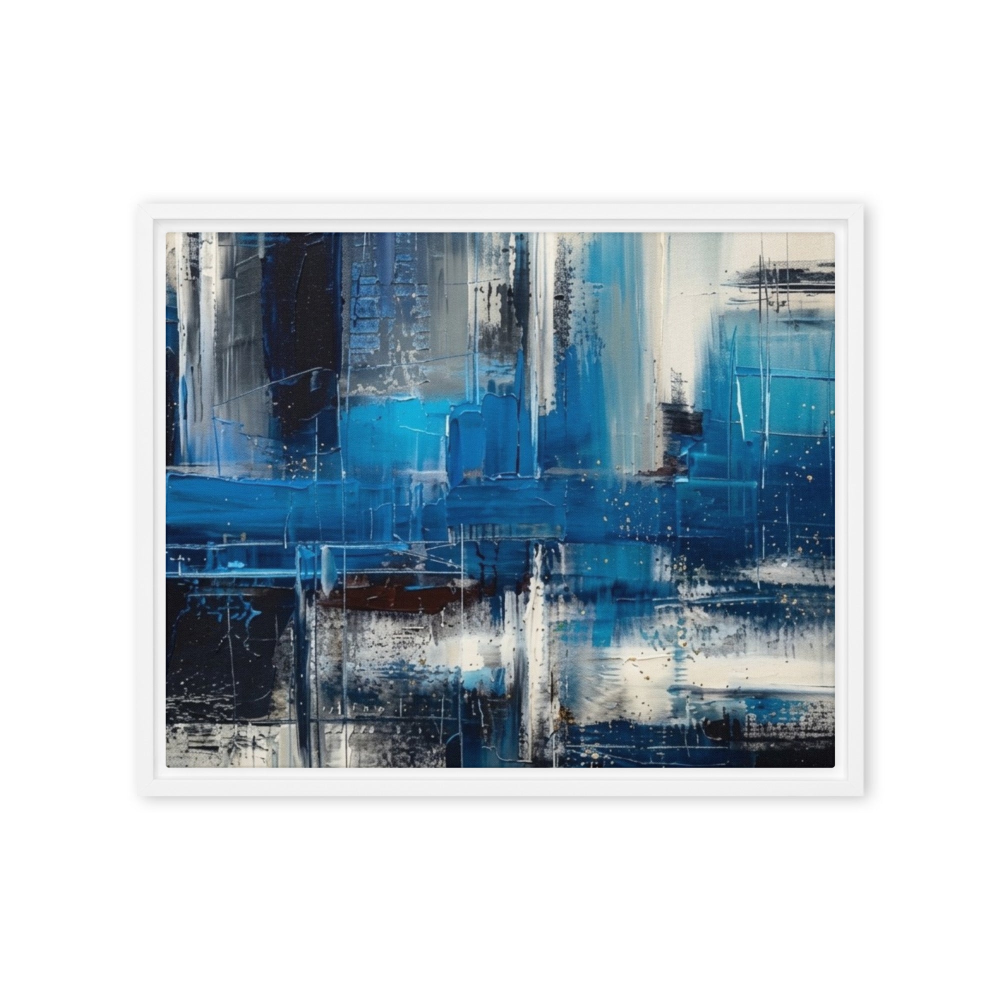 Isle wall art product image as a framed canvas print in brown frame, 16 x 16 inch universal size