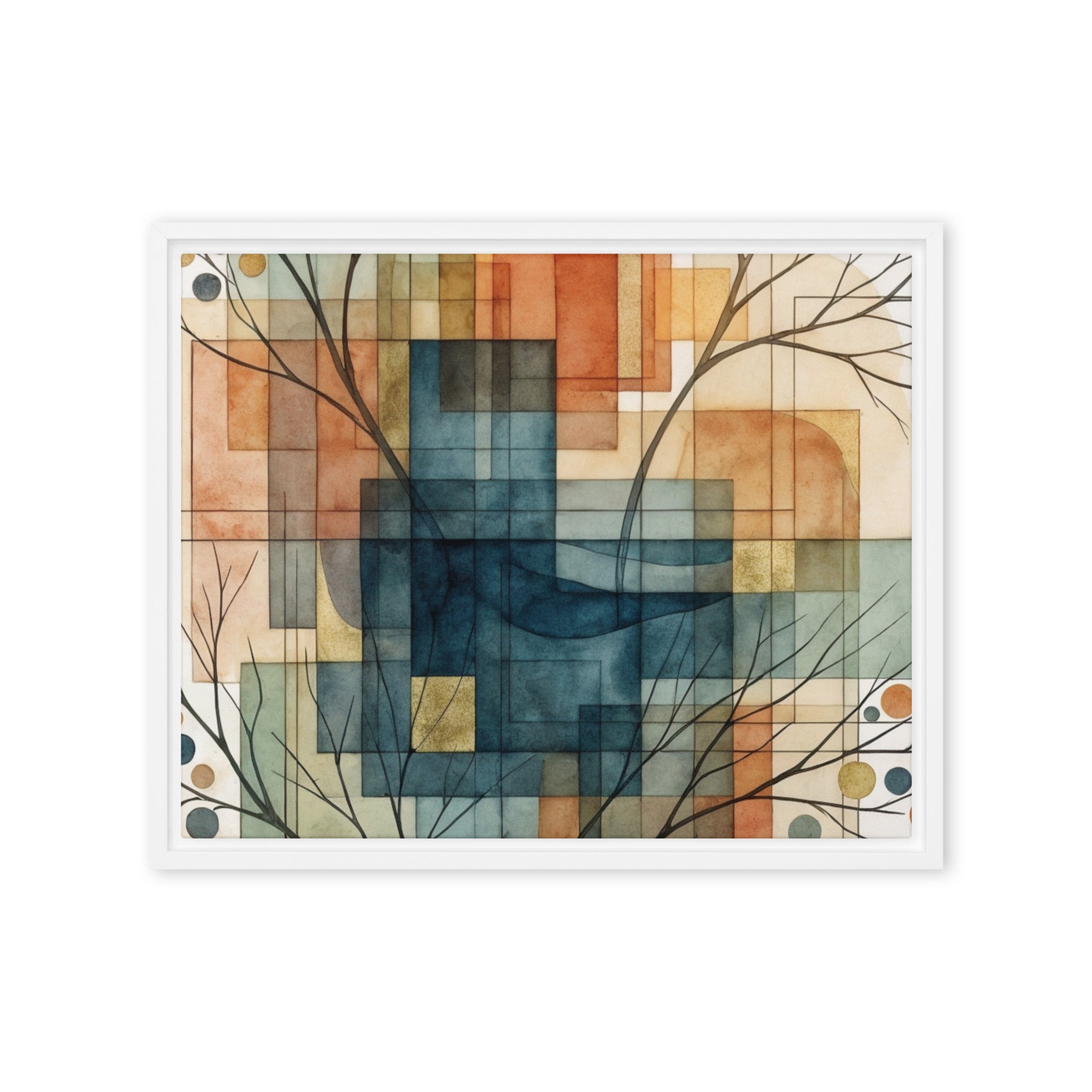 Always framed canvas urban product mockup in brown frame, 16 x 20 inch universal size