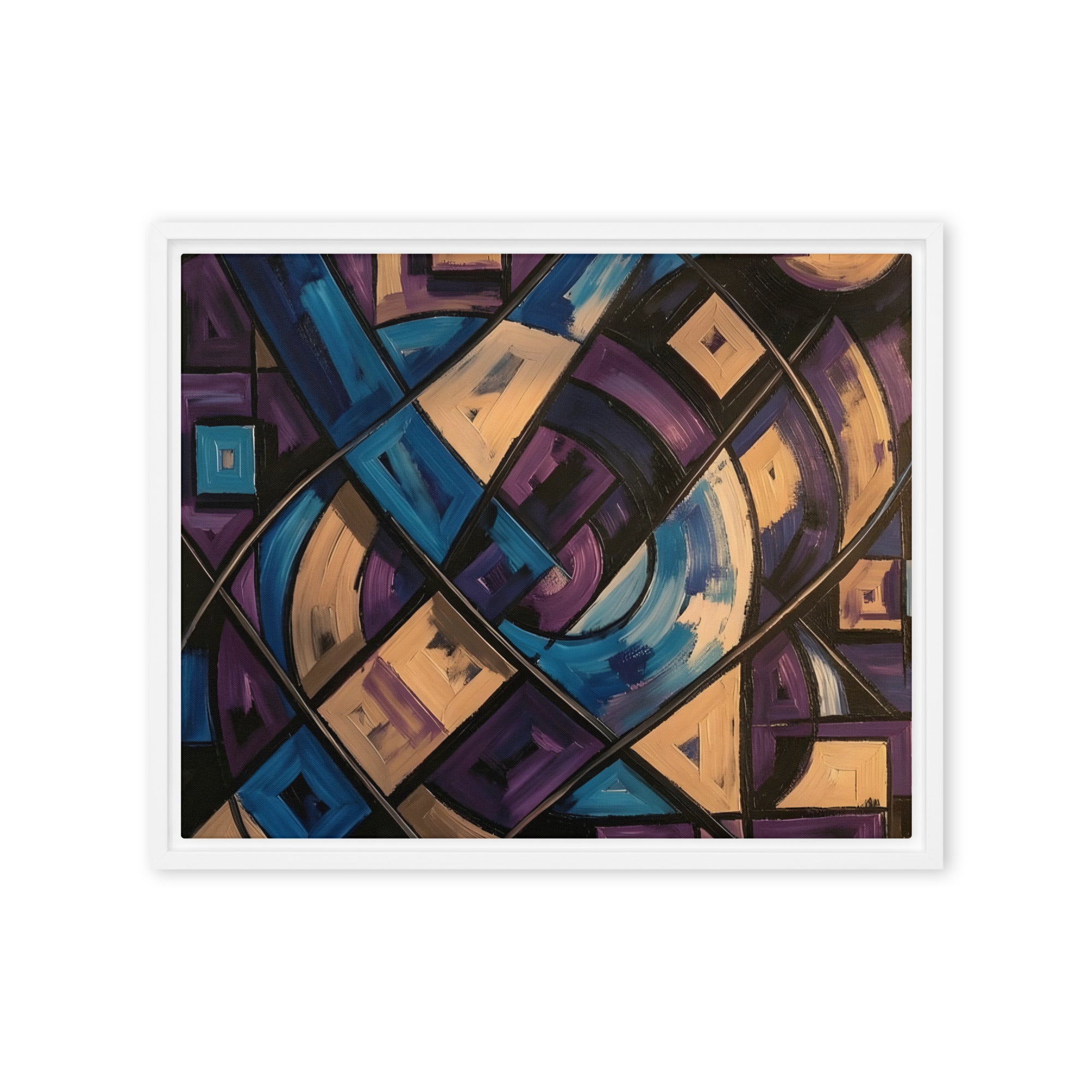 Relic framed canvas print with product details shown in brown frame, 18 x 24 inch large size