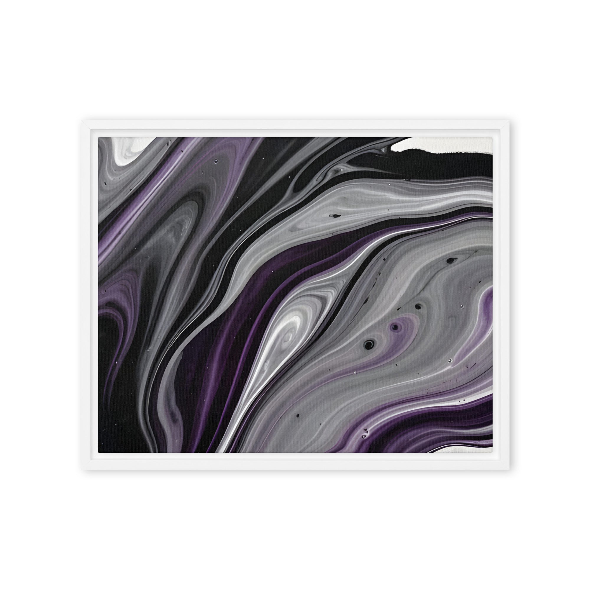 Amethyst Flow framed canvas print wall display image in brown frame, 20 x 30 inch large size