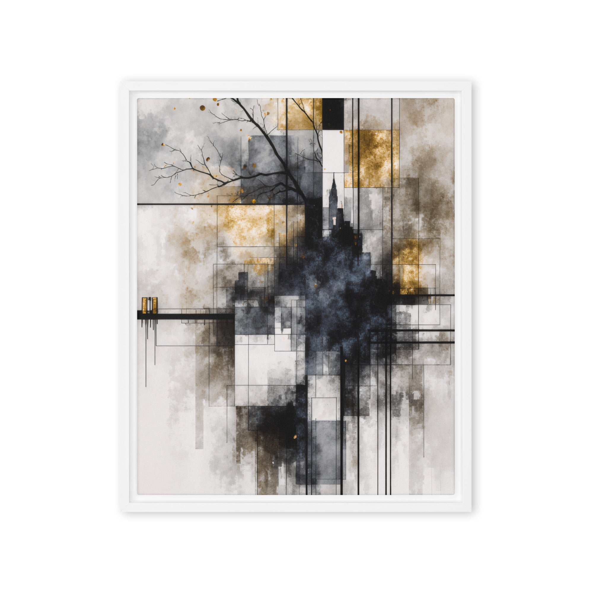 Brasier framed canvas print product mockup in brown frame, 24 x 32 inch large size