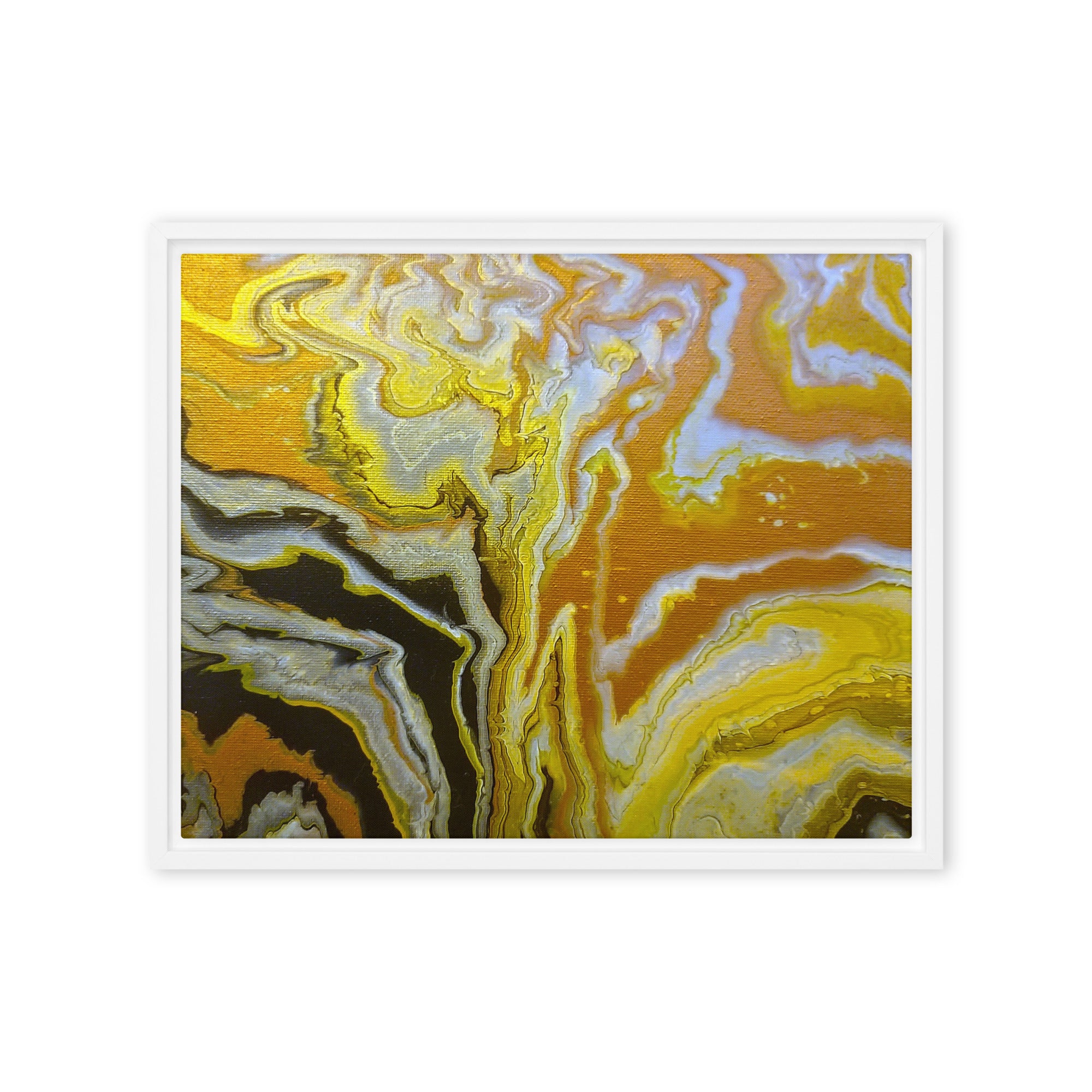 Golden Surge framed canvas print wall display image in brown frame, 20 x 30 inch large size