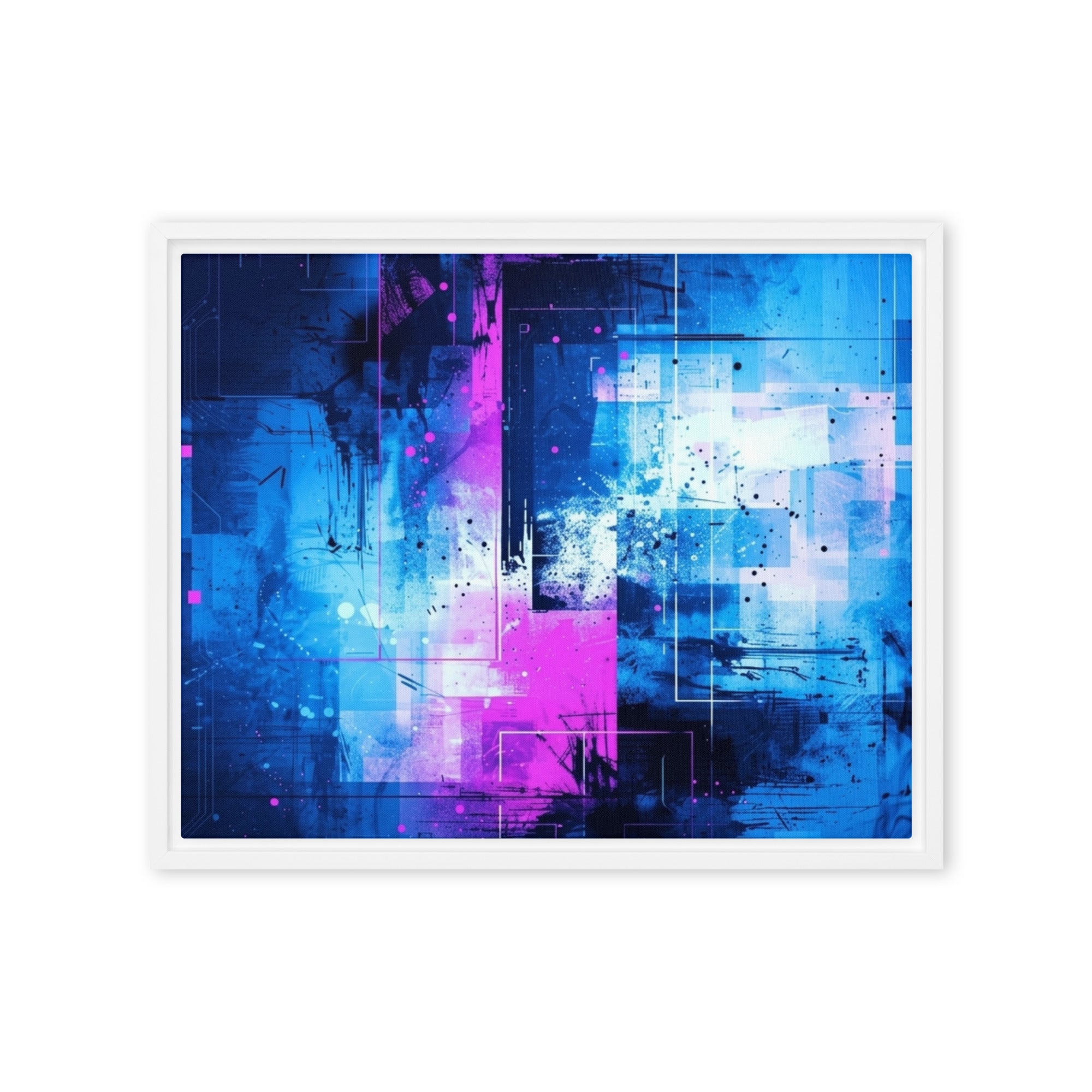 Neon framed canvas print wall display image in brown frame, 20 x 30 inch large size