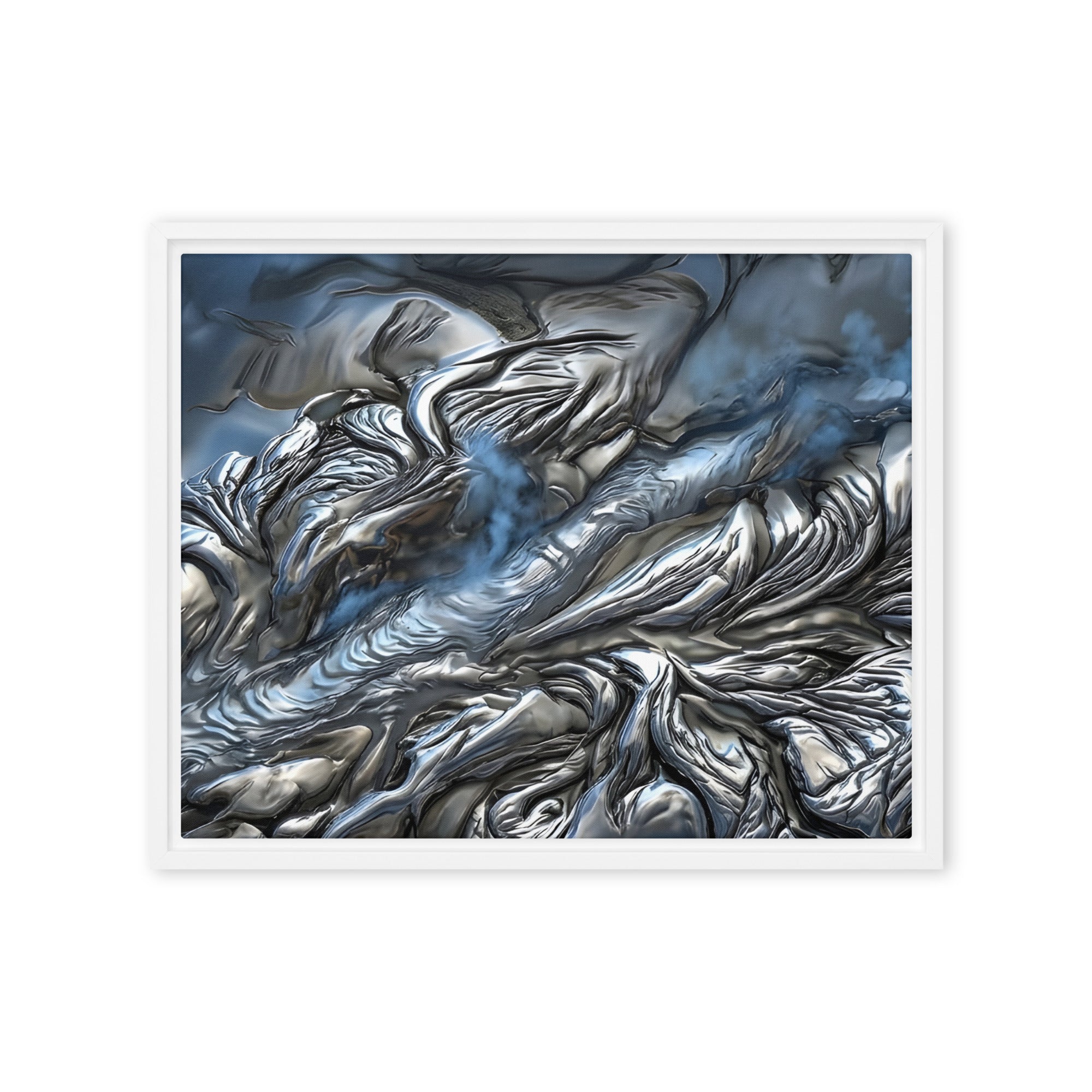 Andesite framed canvas print product mockup in brown frame, 24 x 32 inch large size