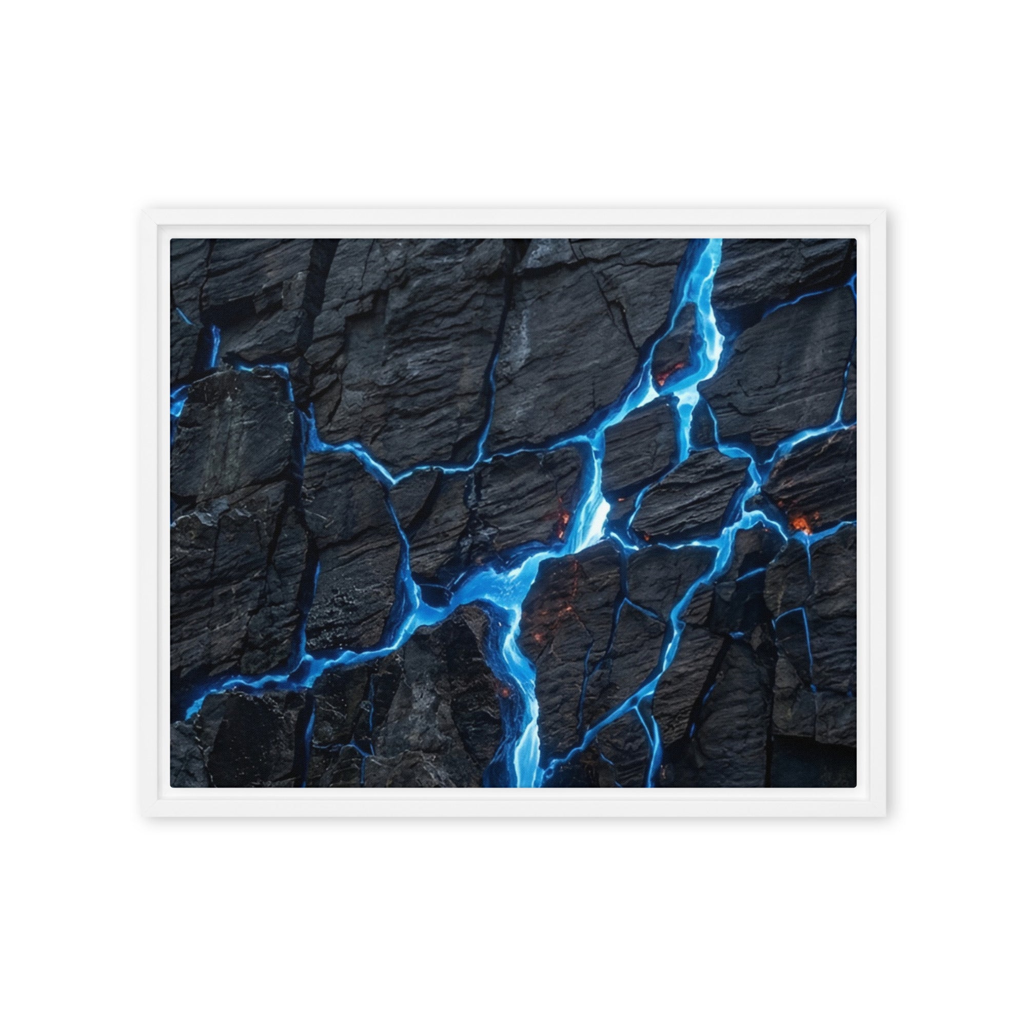 Effusions framed canvas print product mockup in brown frame, 24 x 32 inch large size