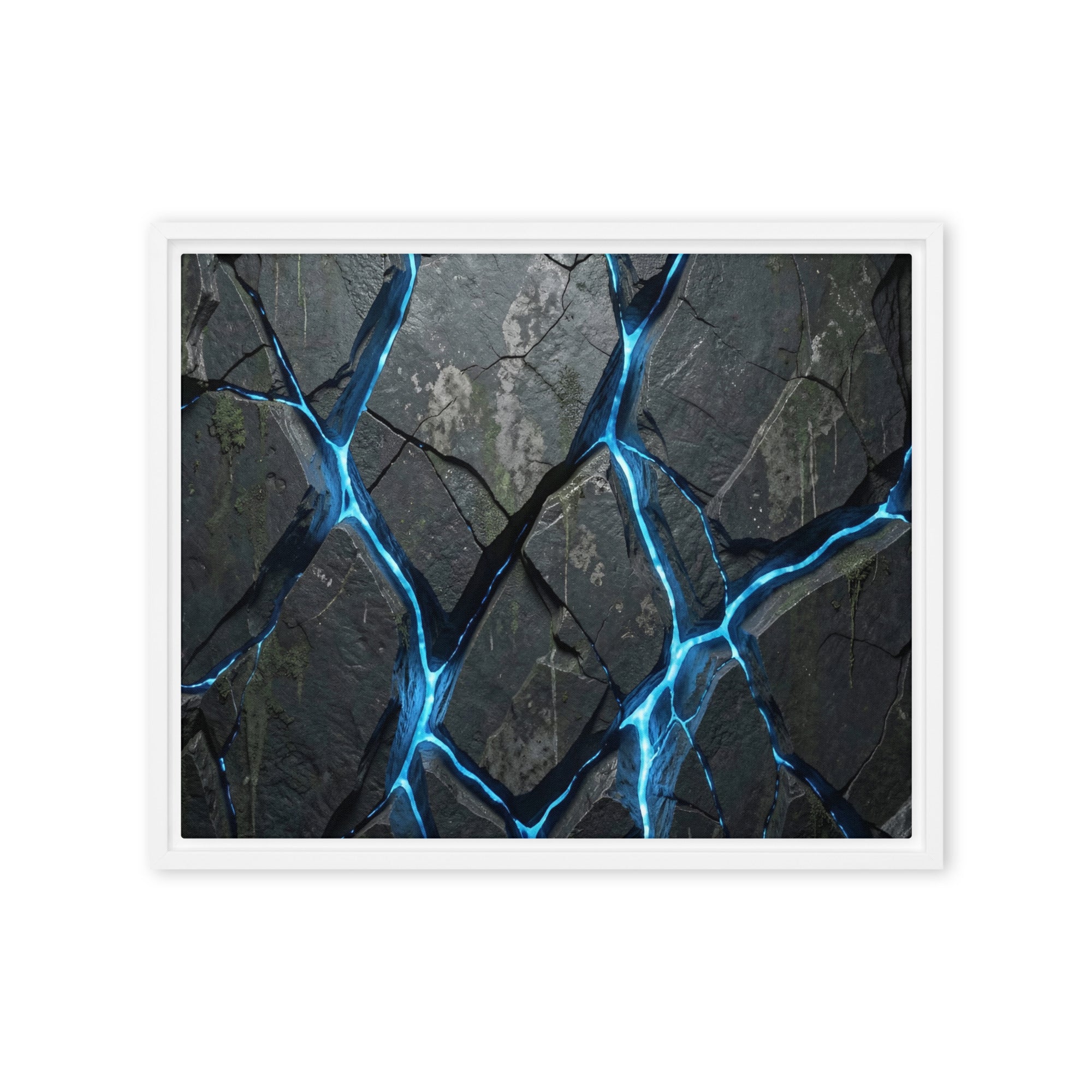 Igneous framed canvas print product mockup in brown frame, 24 x 32 inch large size
