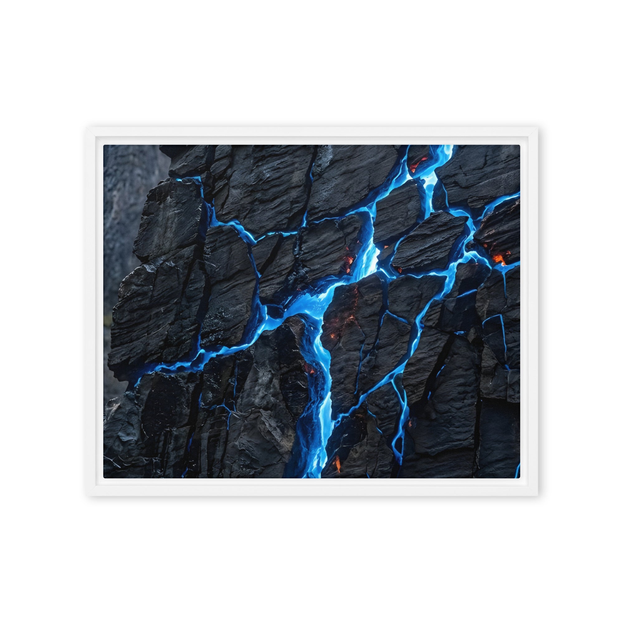 Xenolith framed canvas print product mockup in brown frame, 24 x 32 inch large size